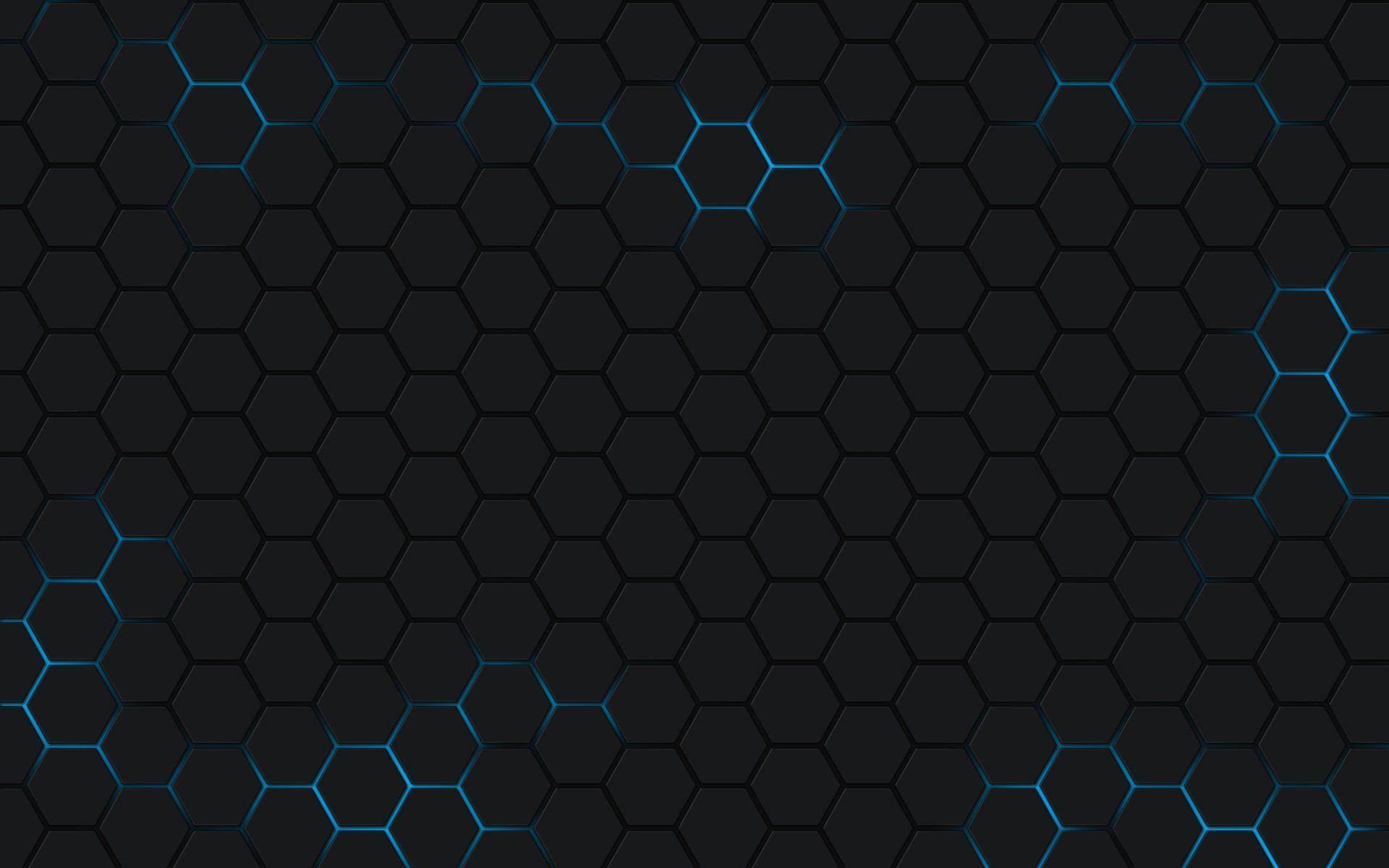 Blue Black Hexagon Grid HD Wallpaper. Background Image