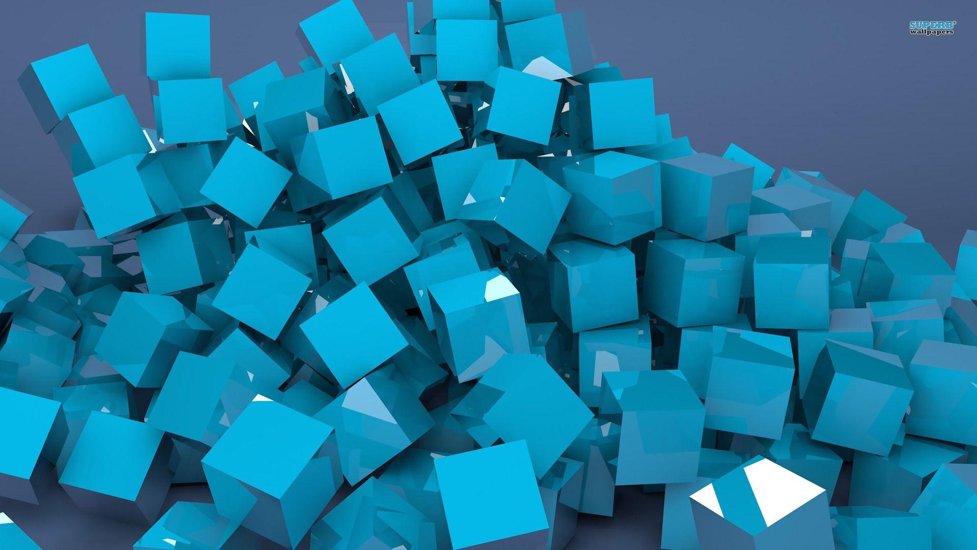 1680x1050px Wallpaper Blue Cubes