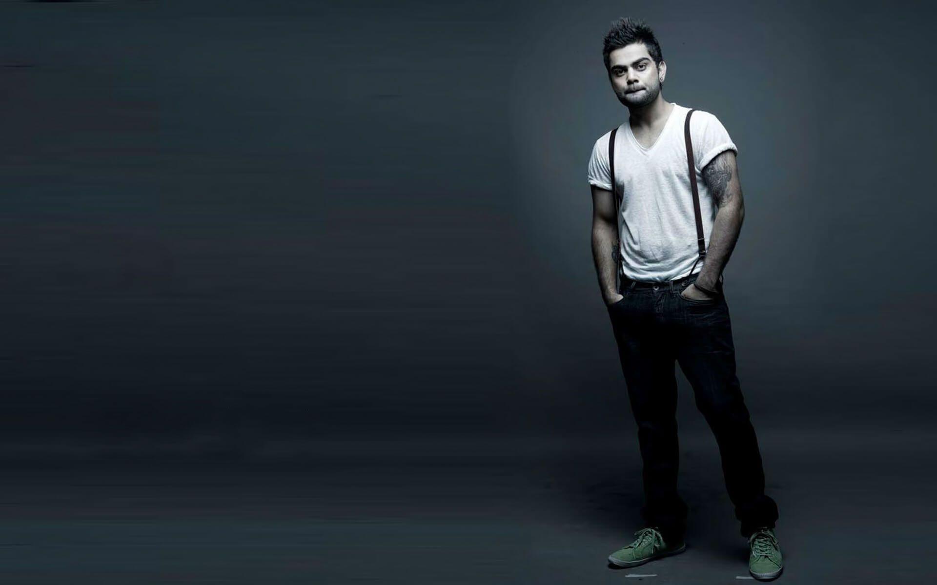 Virat Kohli stylish jeans and t shirt wallpaper. HD Wallpaper Rocks