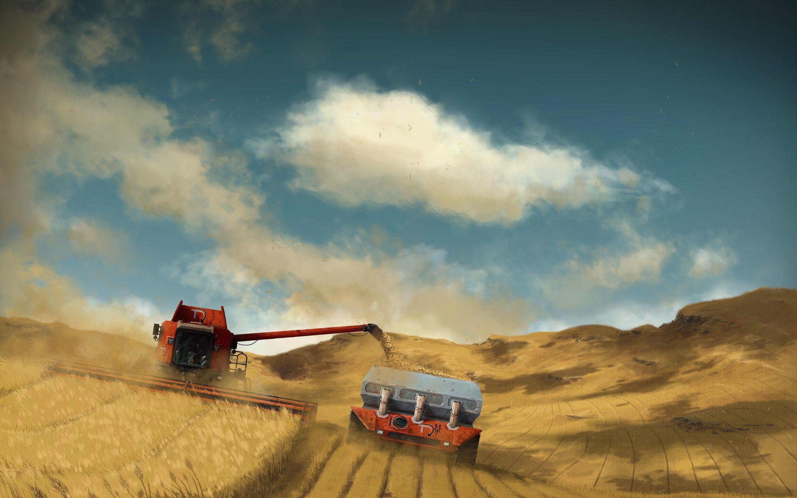 Combine Harvester Agriculture. Photo and Desktop Wallpaper