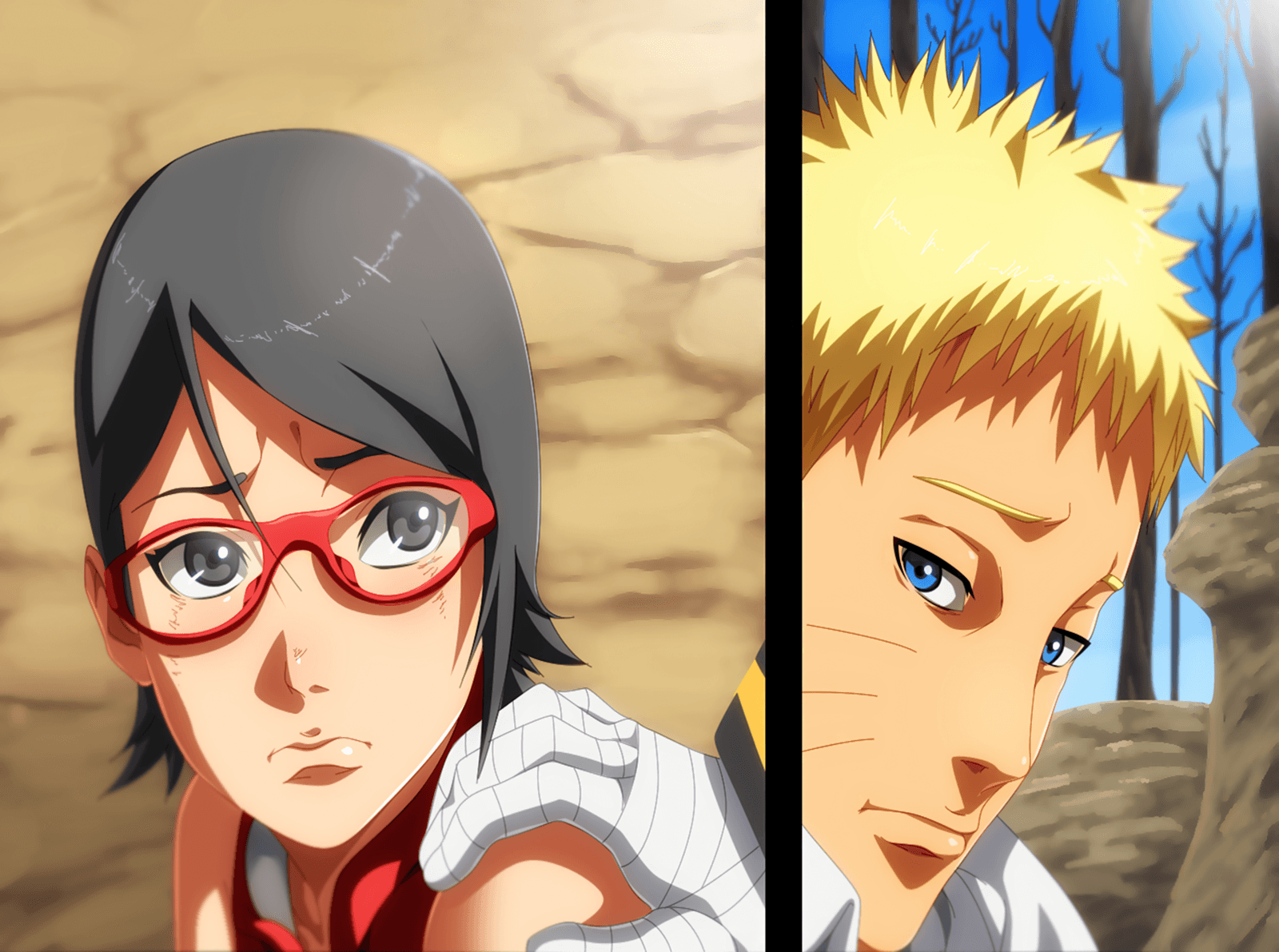 Sarada and Naruto Computer Wallpaper, Desktop Background