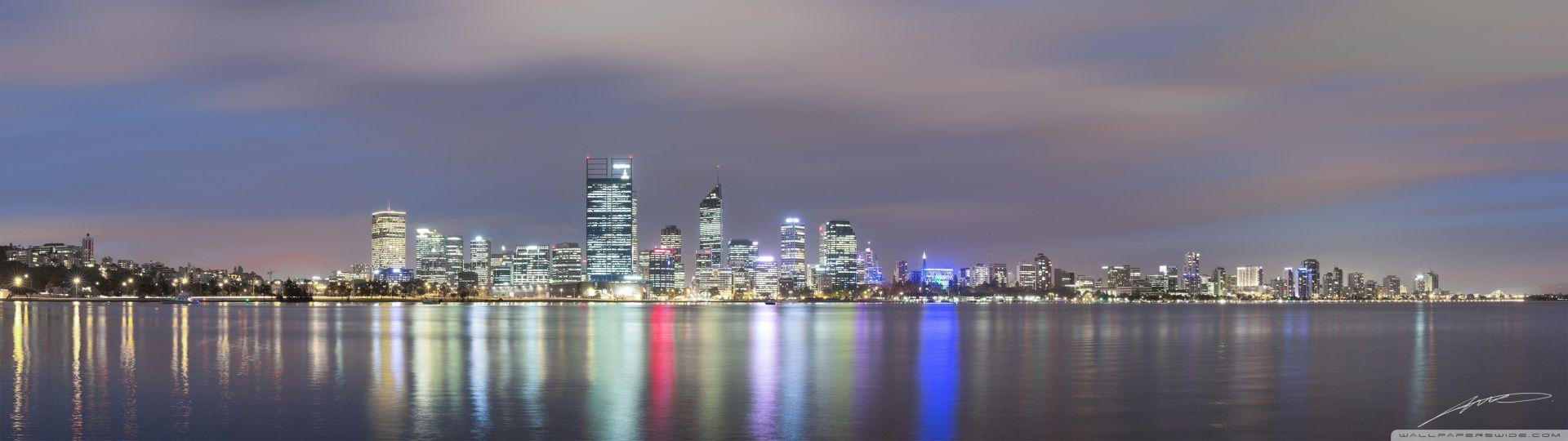 Perth by Night Panorama HD desktop wallpaper, Widescreen, High