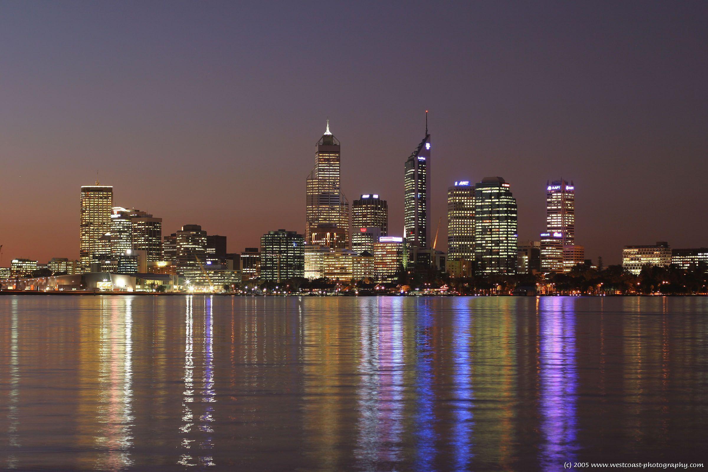 perth night lights water reflection buildings #jqh