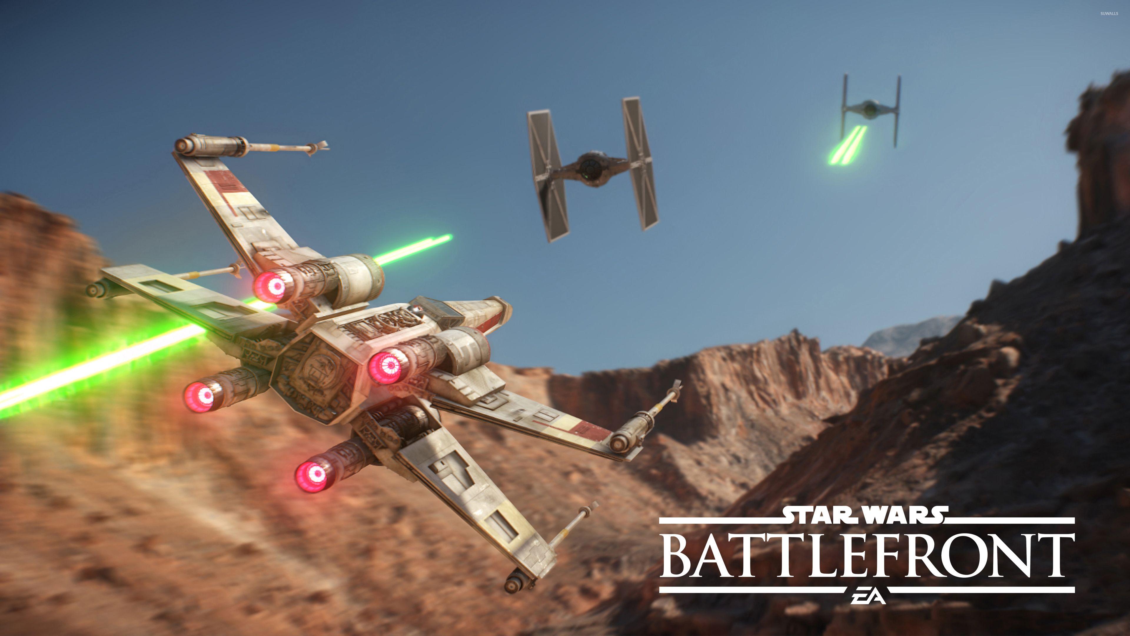 X Wing Chasing TIE Fighters In Star Wars Battlefront Wallpaper