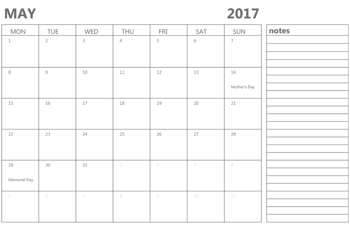 May 2017 Calendar Background