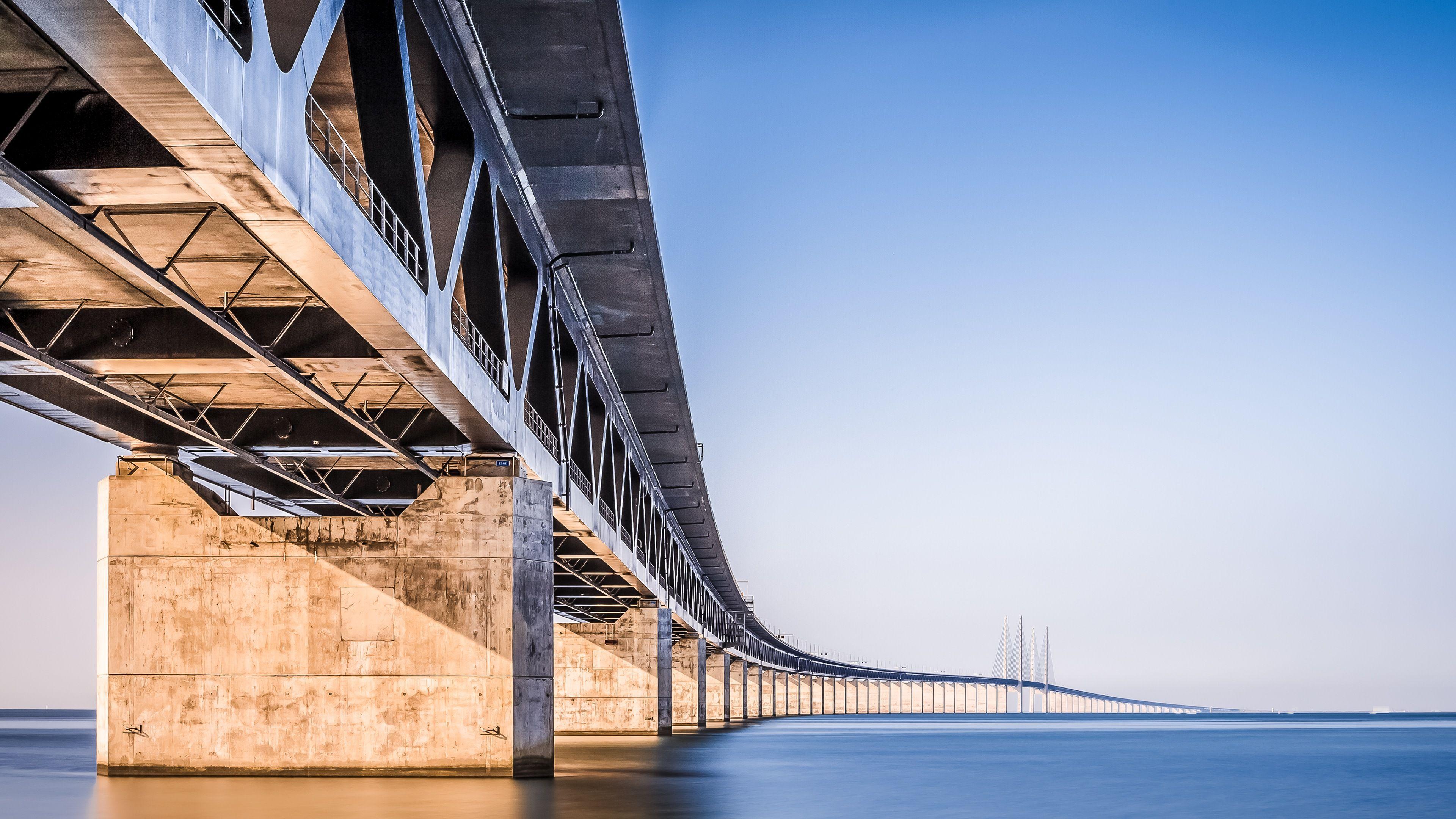 Oresund Bridge Denmark 4K Desktop Wallpaper