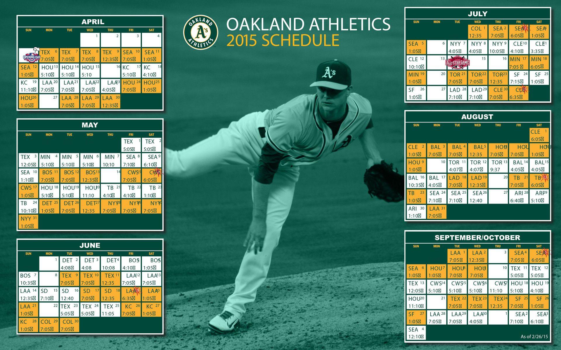 Oakland Athletics Schedule