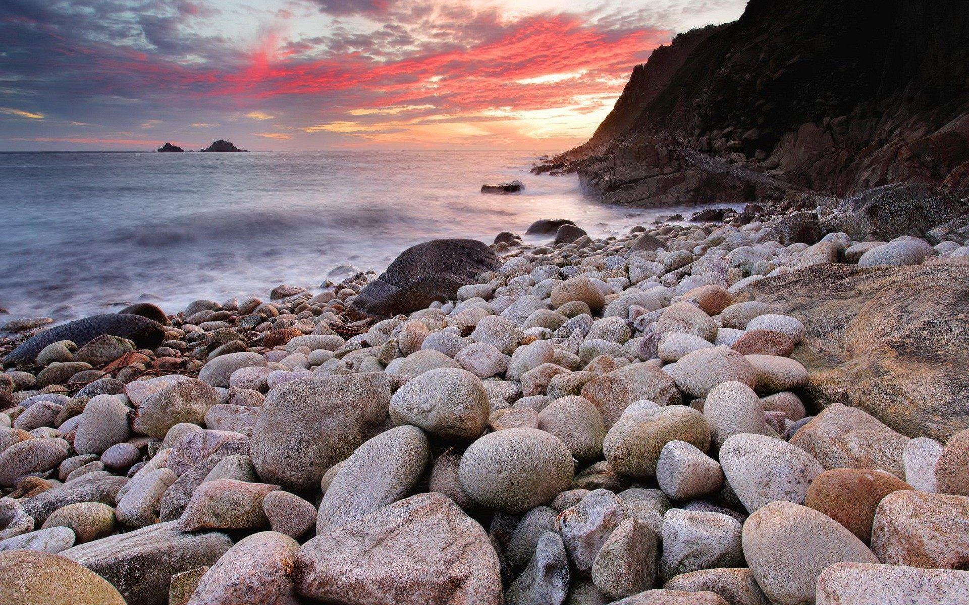 Rock Stone Beach Sunset Wallpaper HD For Desktop & Mobile