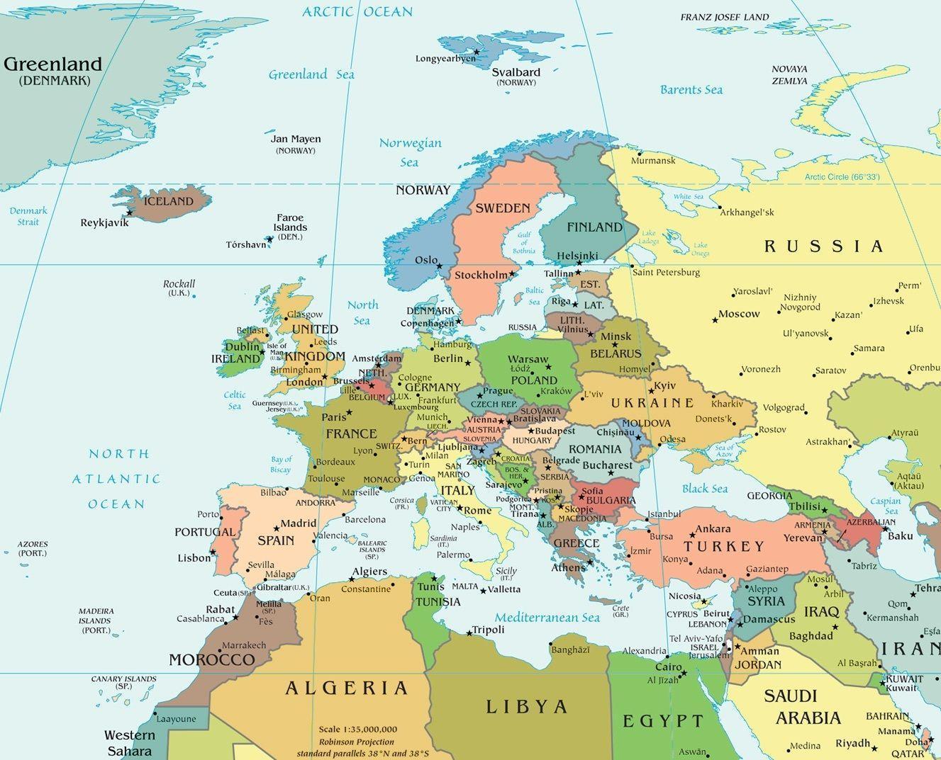 High Resolution Detailed Europe Map - United States Map