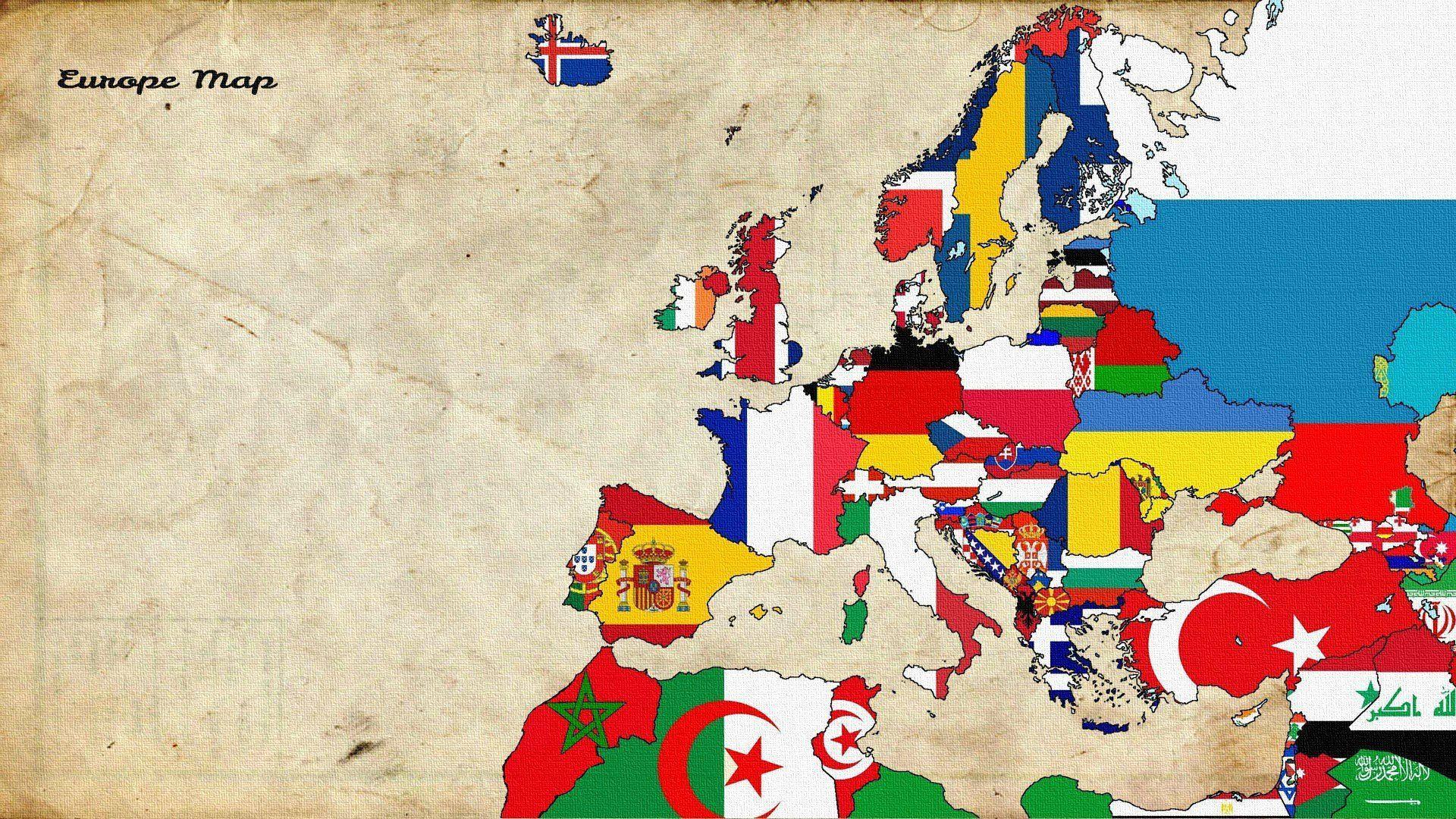 Europe Map Flags Wallpaper