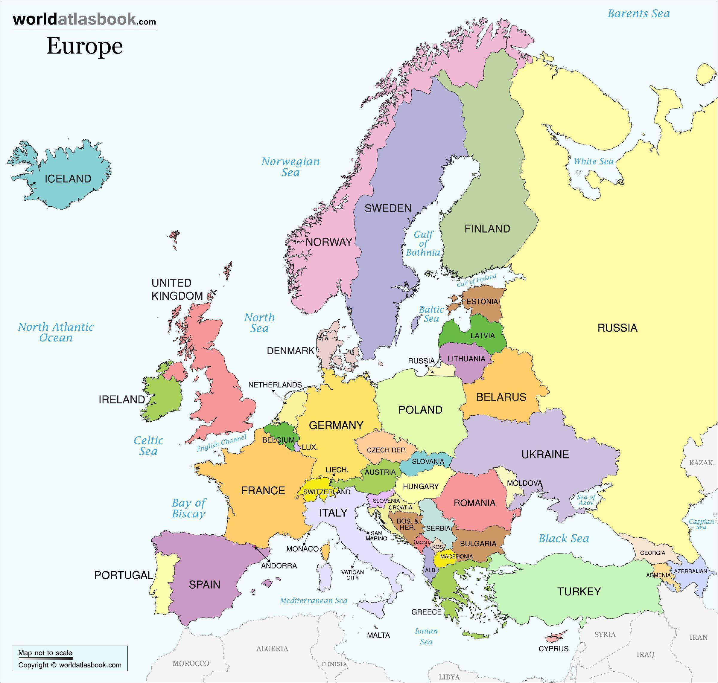 Political Europe Map with Countries and Capitals