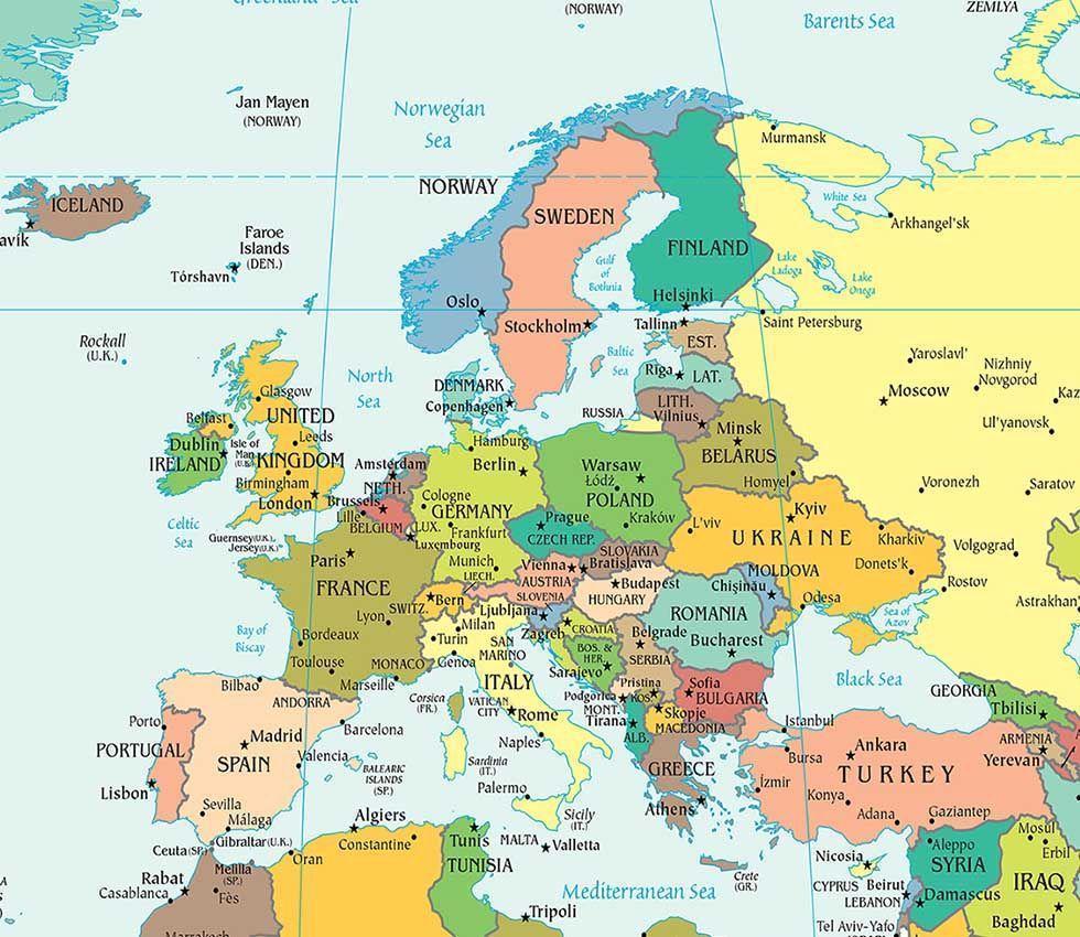 Map of Europe, Europe Map, European Maps, Countries, Landforms