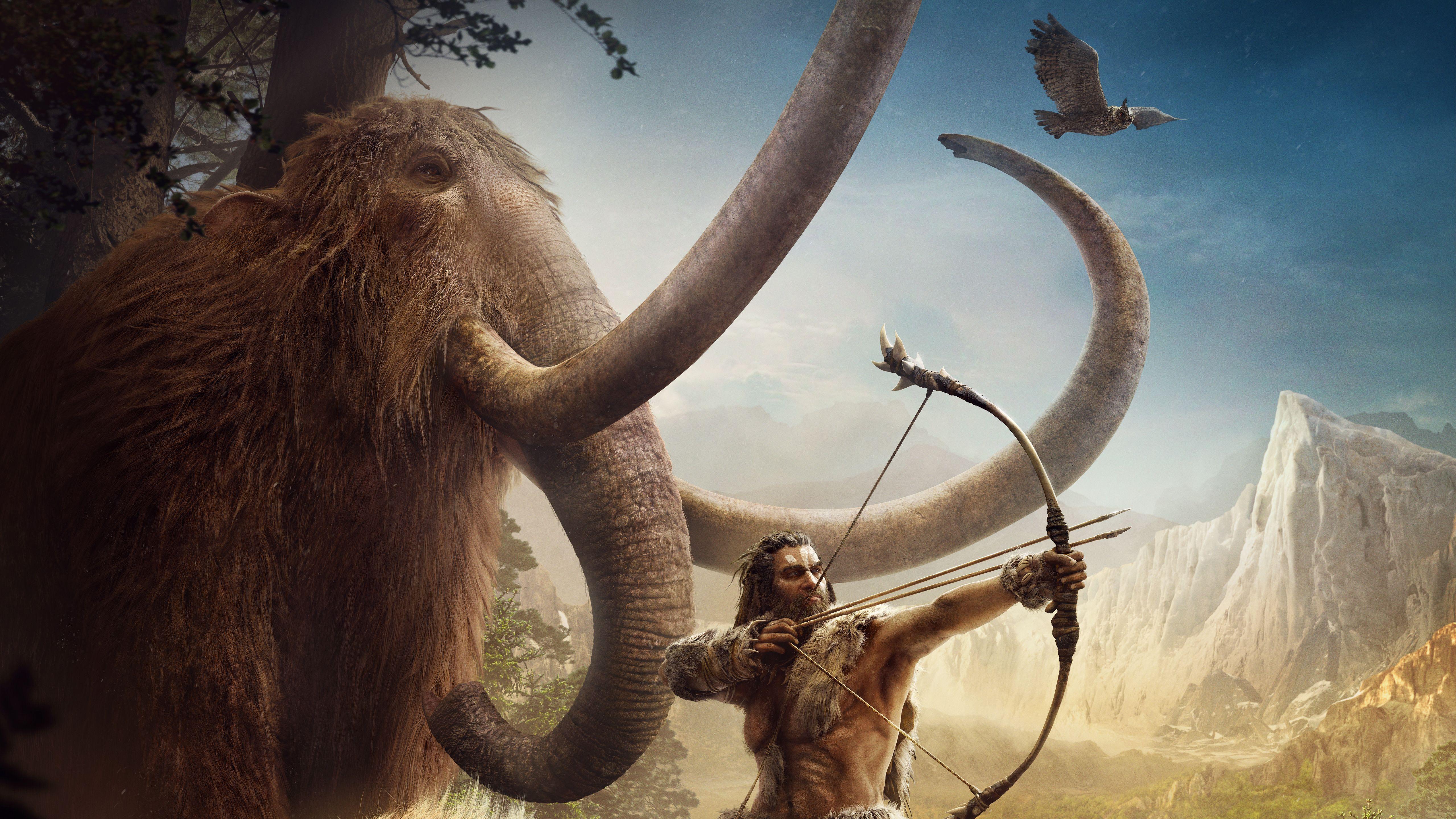 Wallpaper Mammoth, Sabretooth Tiger, Far Cry, Primal, 5K, Games