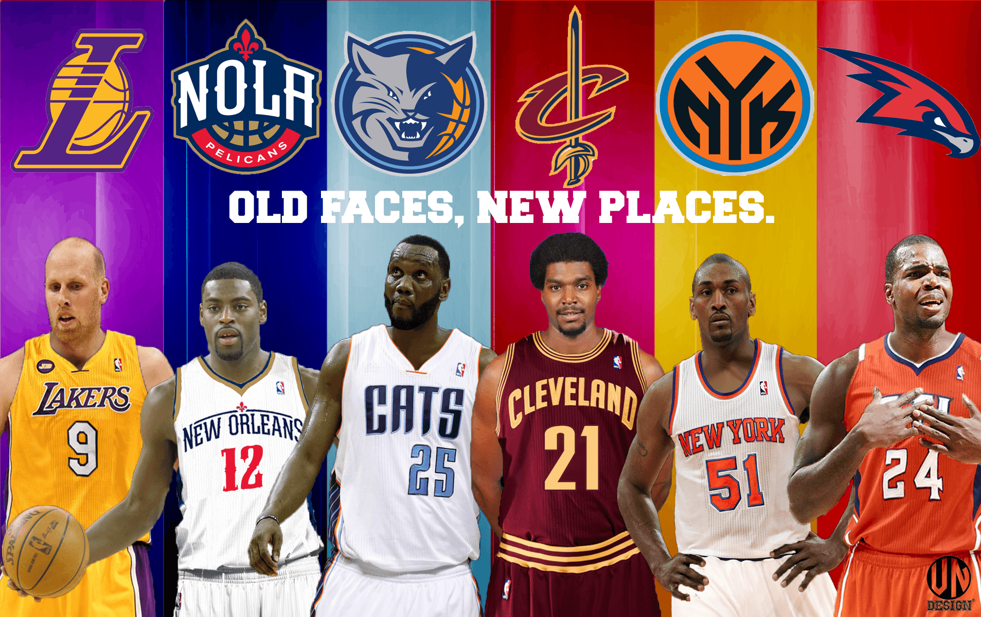 Old Faces New Places. VN Design. NBA Wallpaper. Basketball