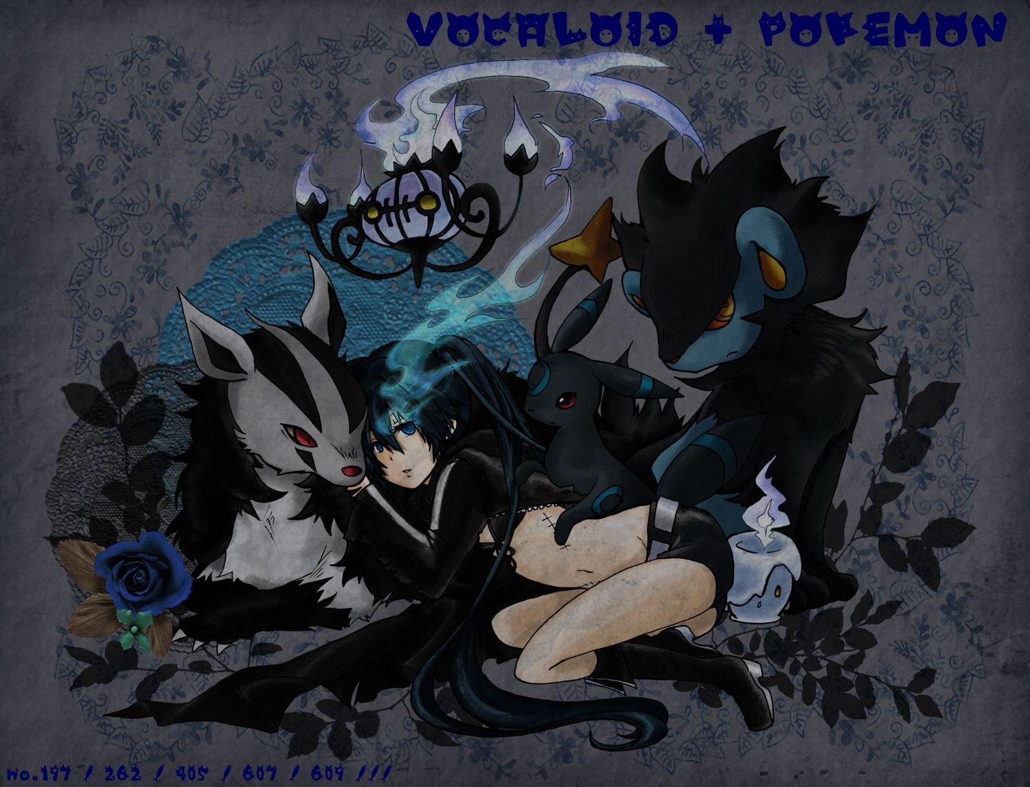 black rock shooter chandelure crossover flowers kuroi mato litwick