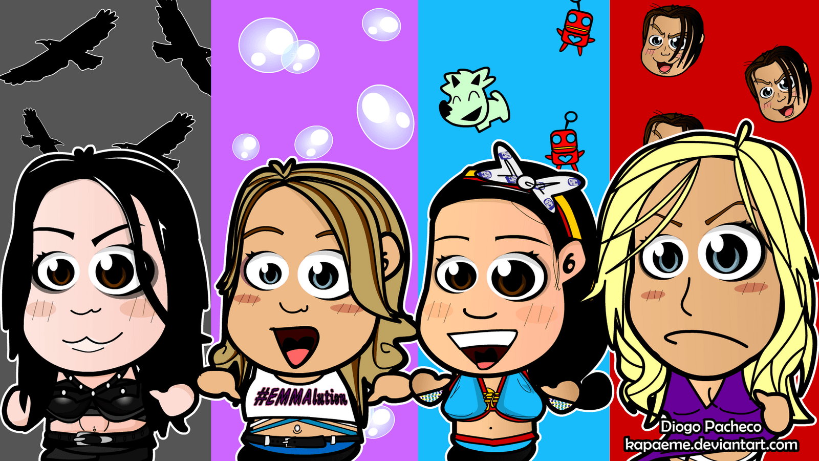 WWE NXT Paige, Emma, Bayley and Summer Wallpaper