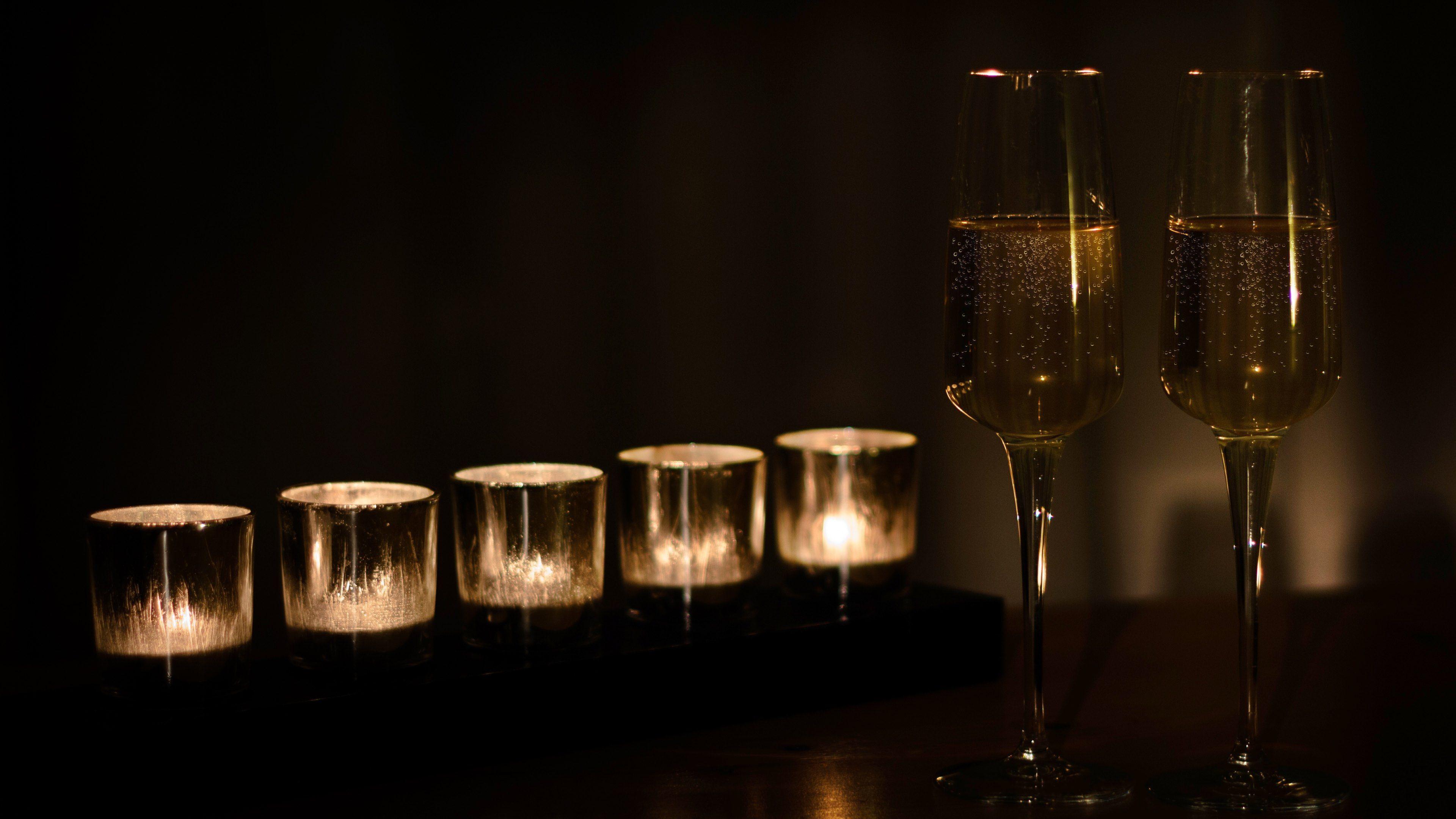 Candlelight and Champagne Wallpaper · 4K HD Desktop Background