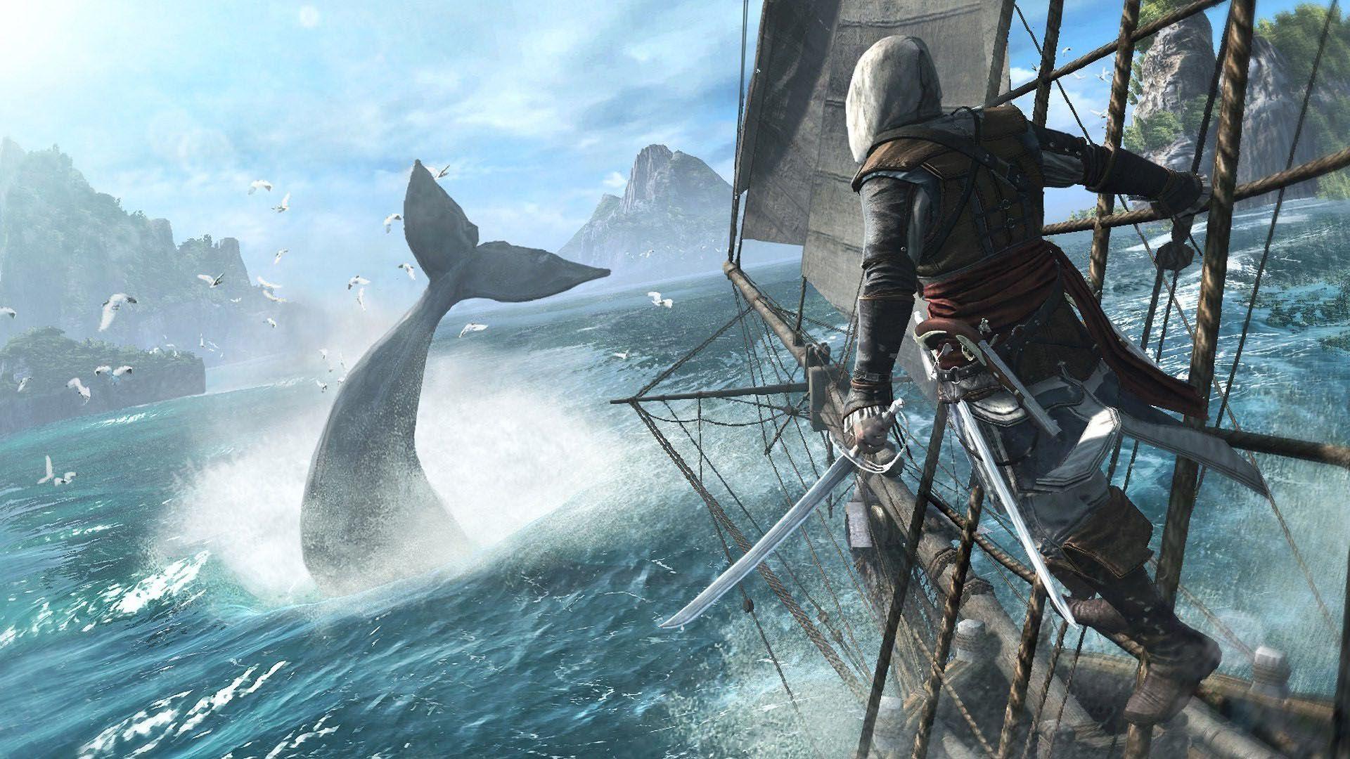 Edward chasing the whale, Assassin's Creed IV: Black Flag