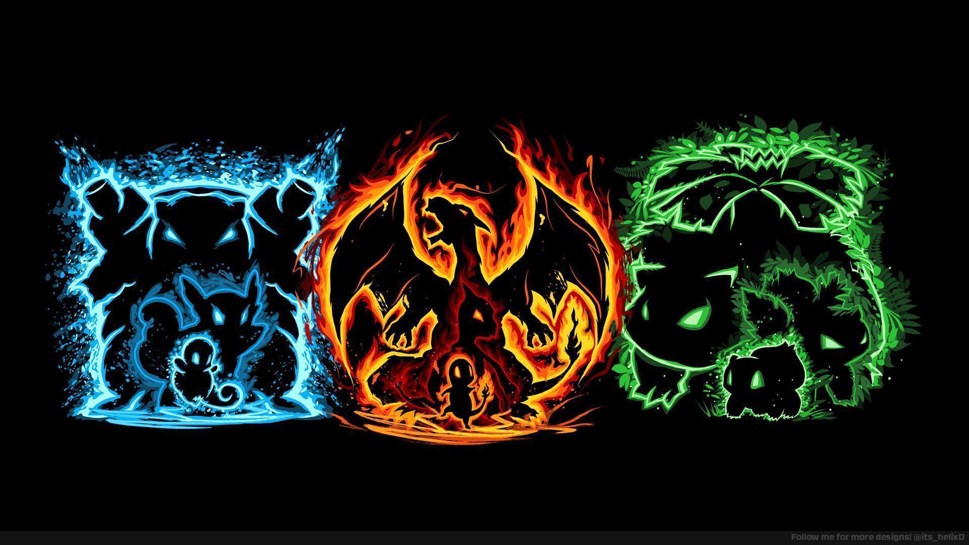 Evolution of Fire, Water, and Grass (1080p Wallpaper). Thanks