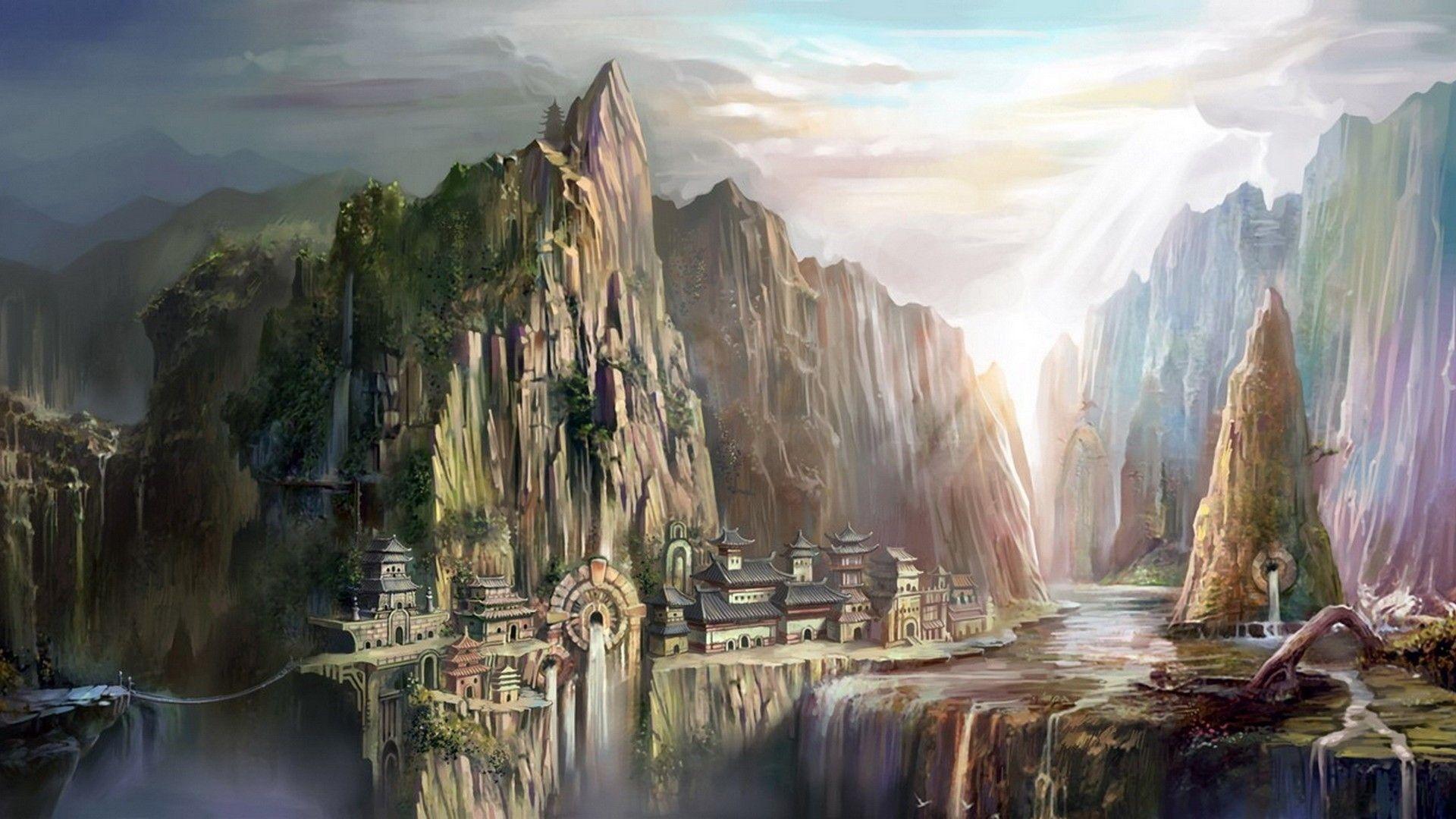 Cityscapes fantasy art artwork utopia 1920x1080 wallpaper free