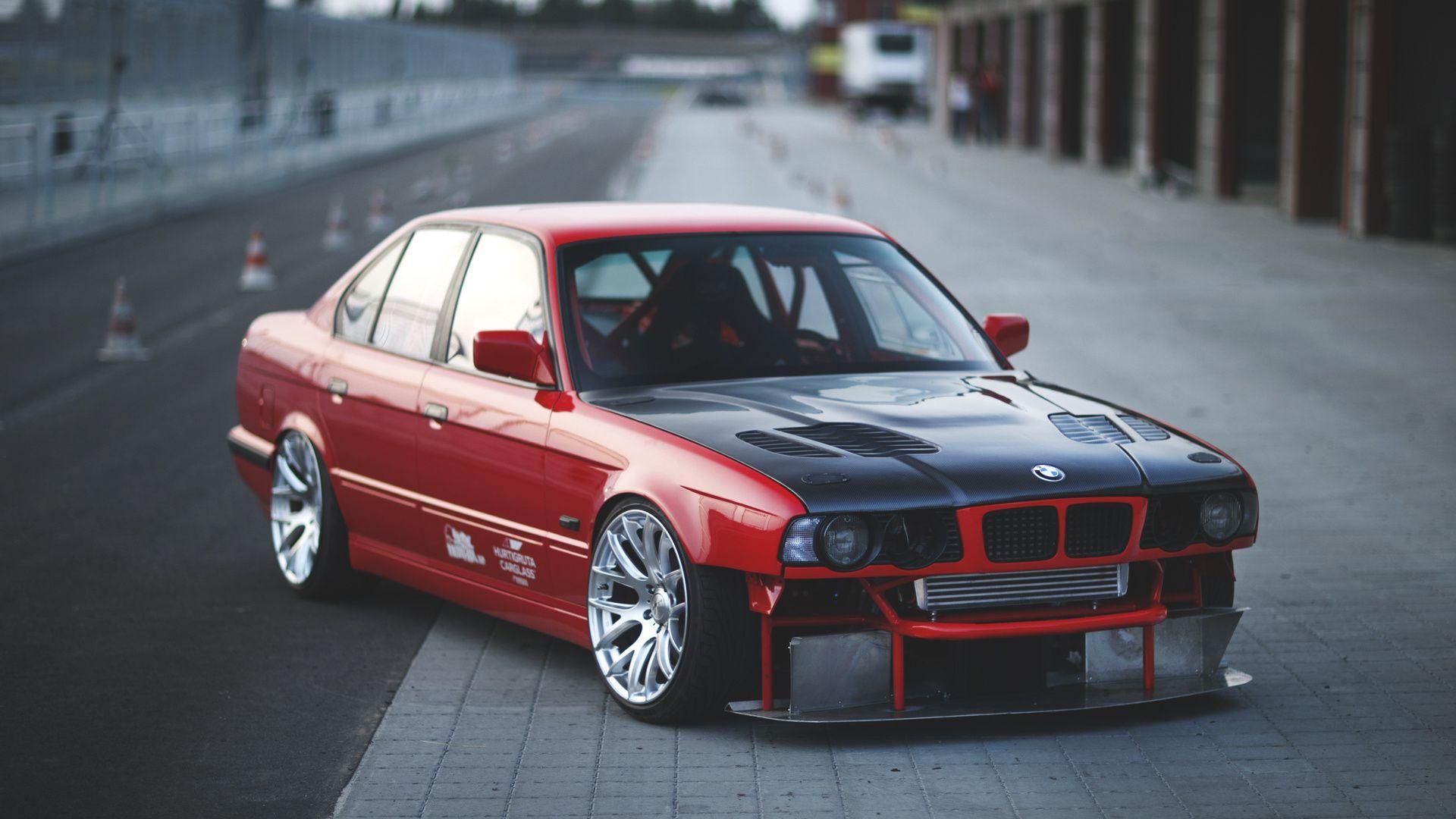 Download Wallpaper 1920x1080 Bmw, E Red, Cars, Side view