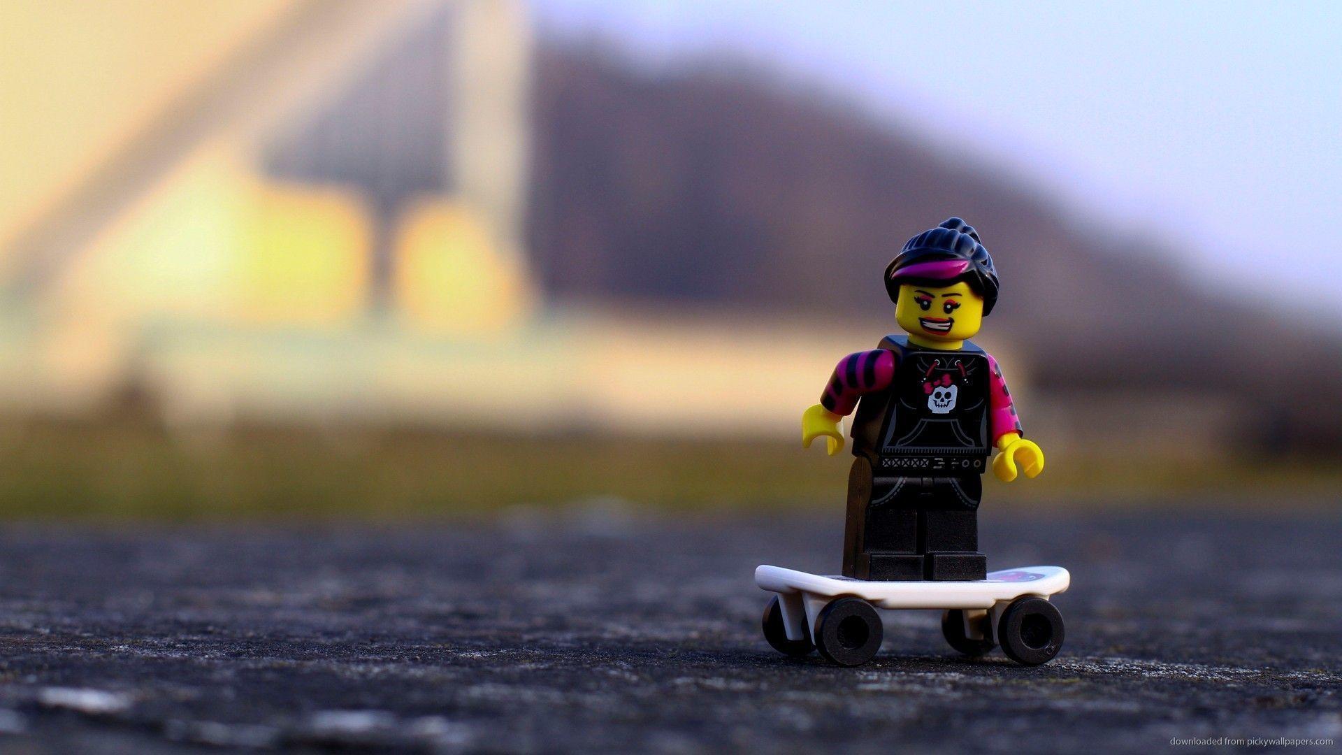 HD Girl On Skateboard Lego Toys Wallpaper