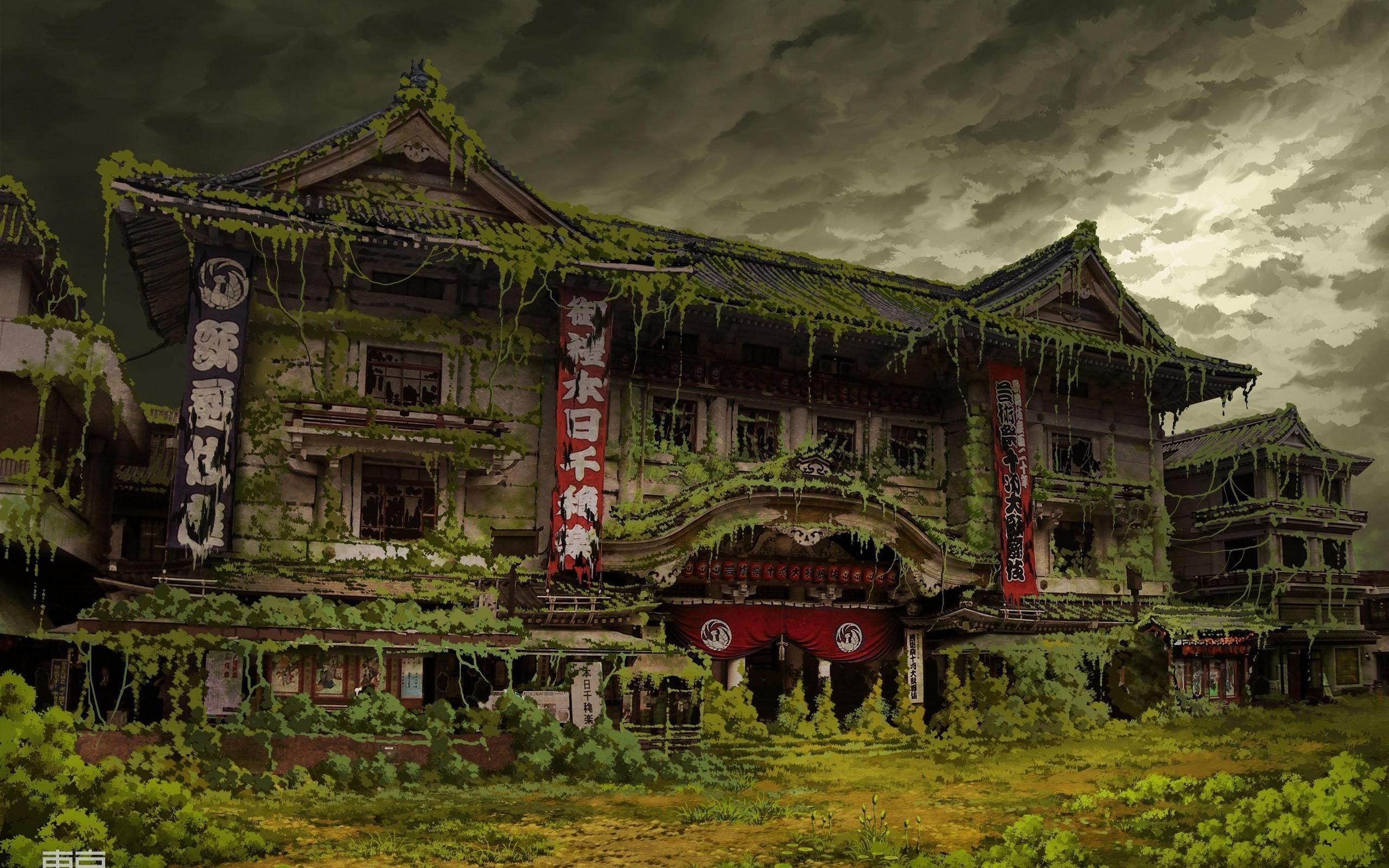 Asian architecture ivy tokyo tokyogenso abandoned wallpaper
