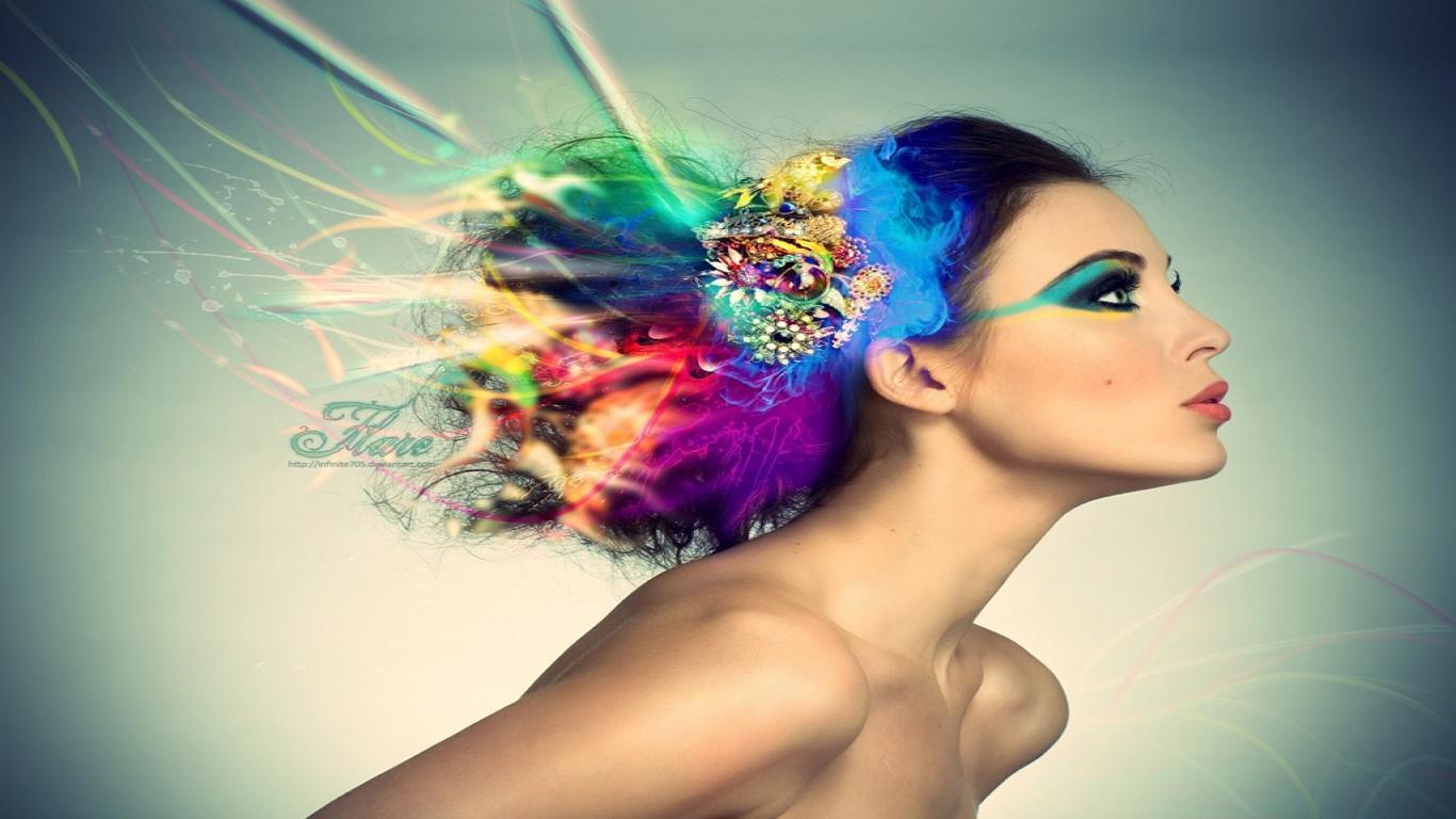 Wallpaper Hairstyle For Woman Free HD Colorful Abstract 1366x768