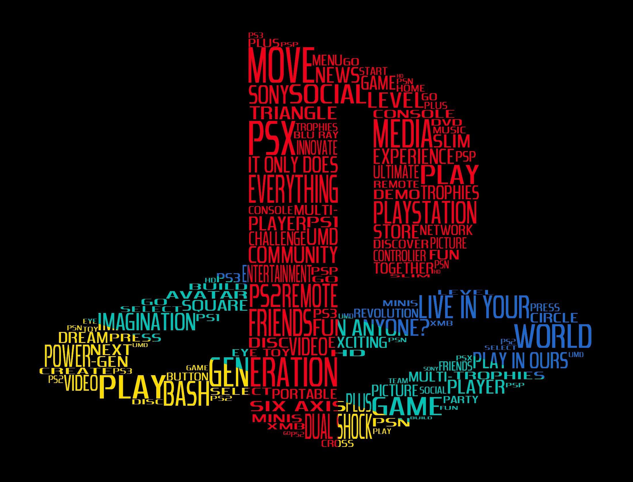 video games, Sony, typography, PlayStation, font wallpaper