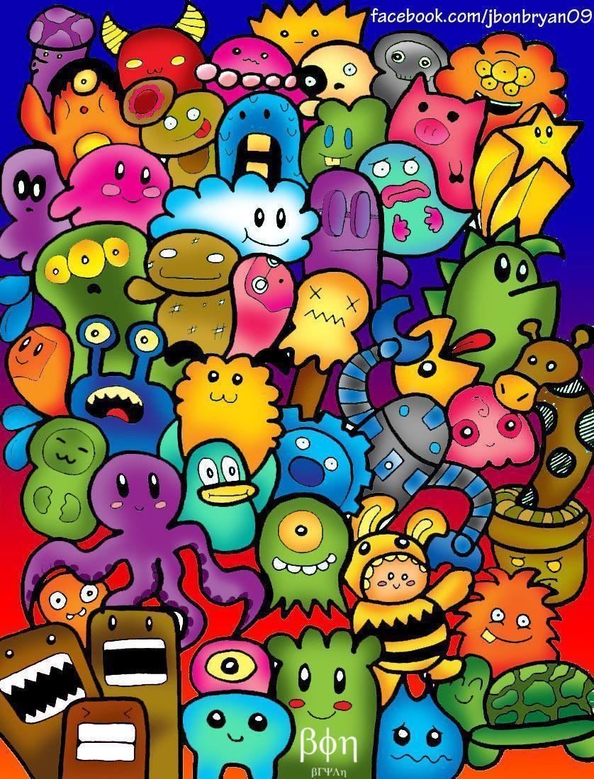 Colourful animals. Art. Doodle monster, Animals