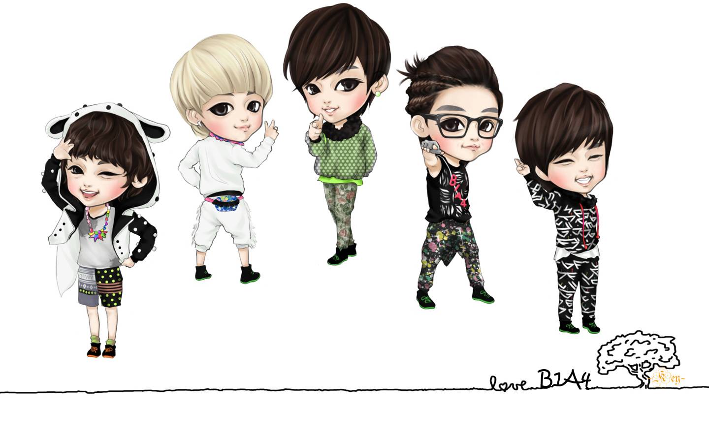 B1A4 cartoon(SHINee, CNBlue, SUJU, B.A.P, EXO, etc.) Wallpaper