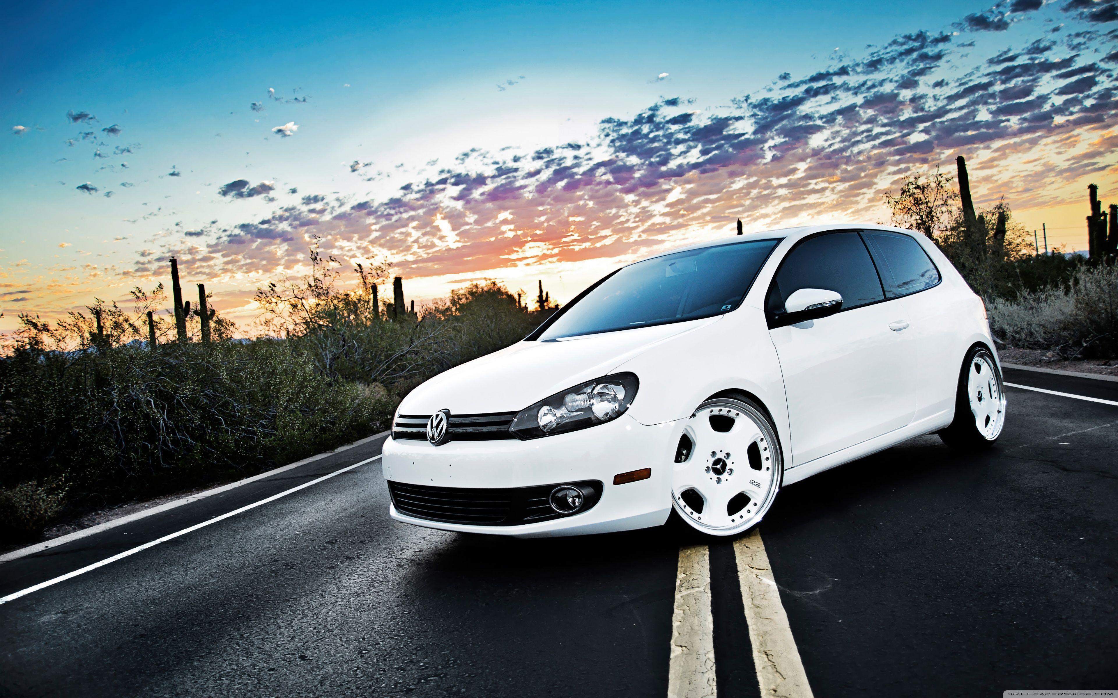 Volkswagen Golf 6 White HD desktop wallpaper, Widescreen, High