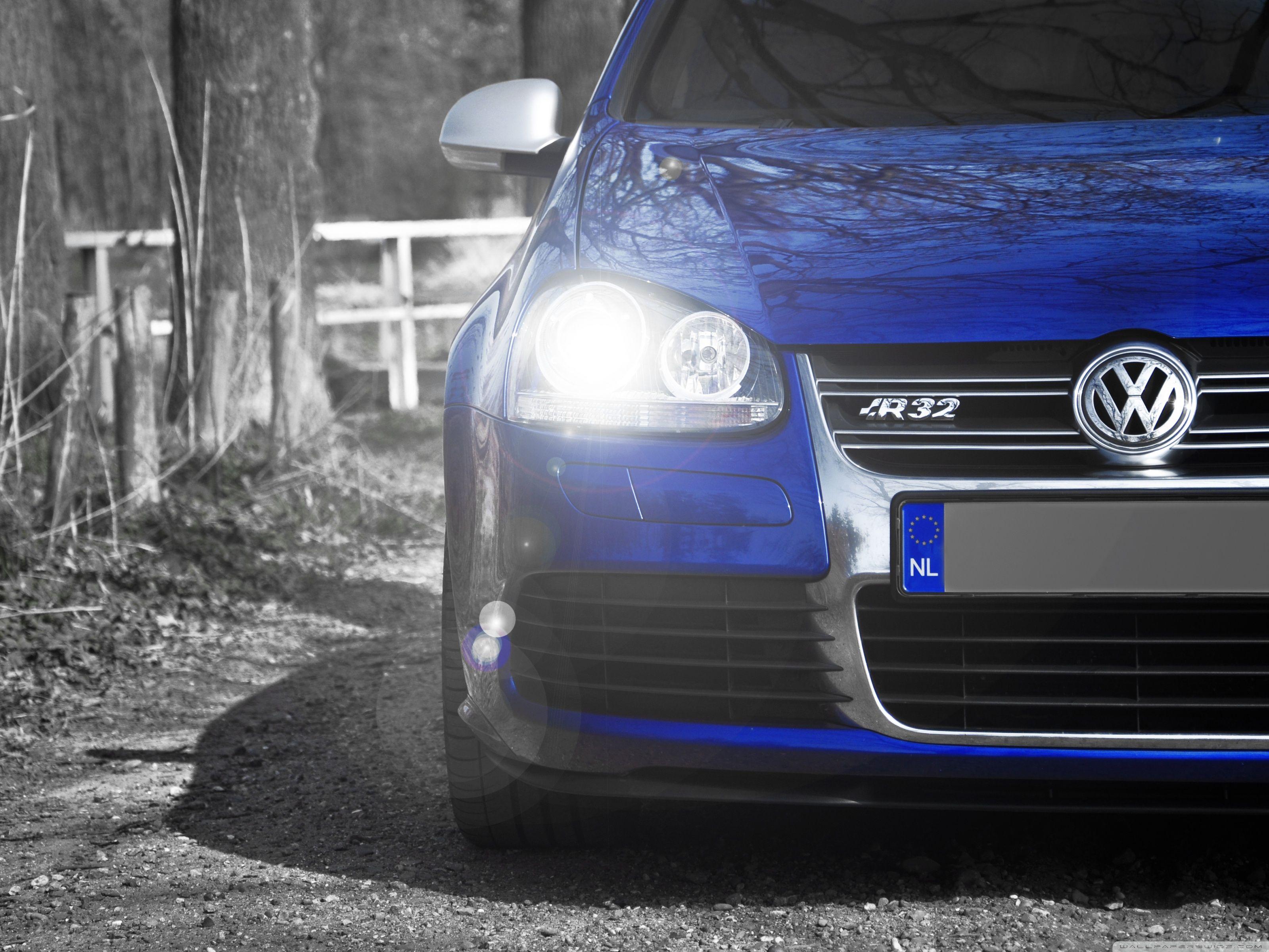 Volkswagen Golf R32 Blue HD desktop wallpaper, Widescreen, High