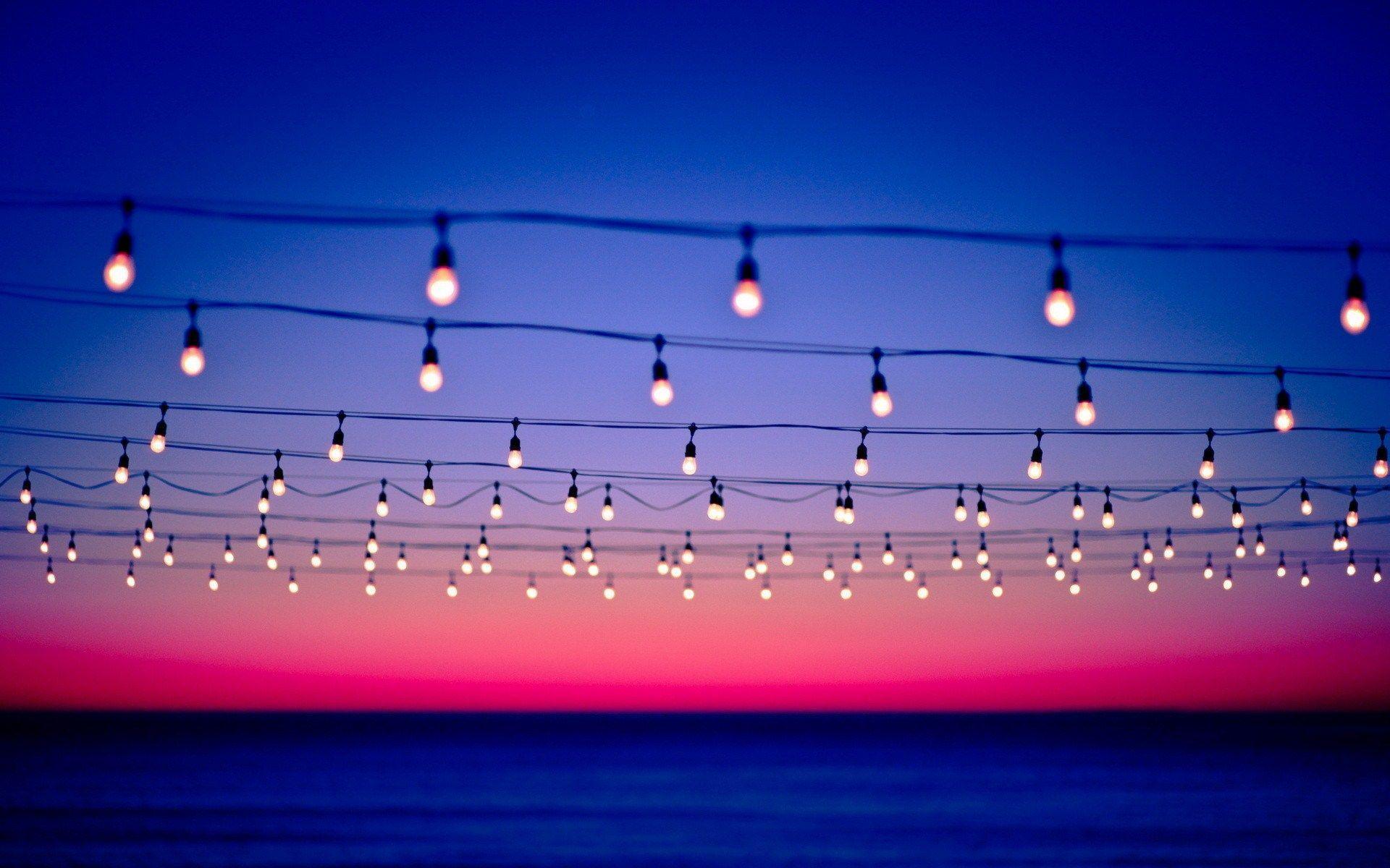 Light Bulbs Wires Sky Photo Wallpaper. FreeHDWall.Com. Free HD