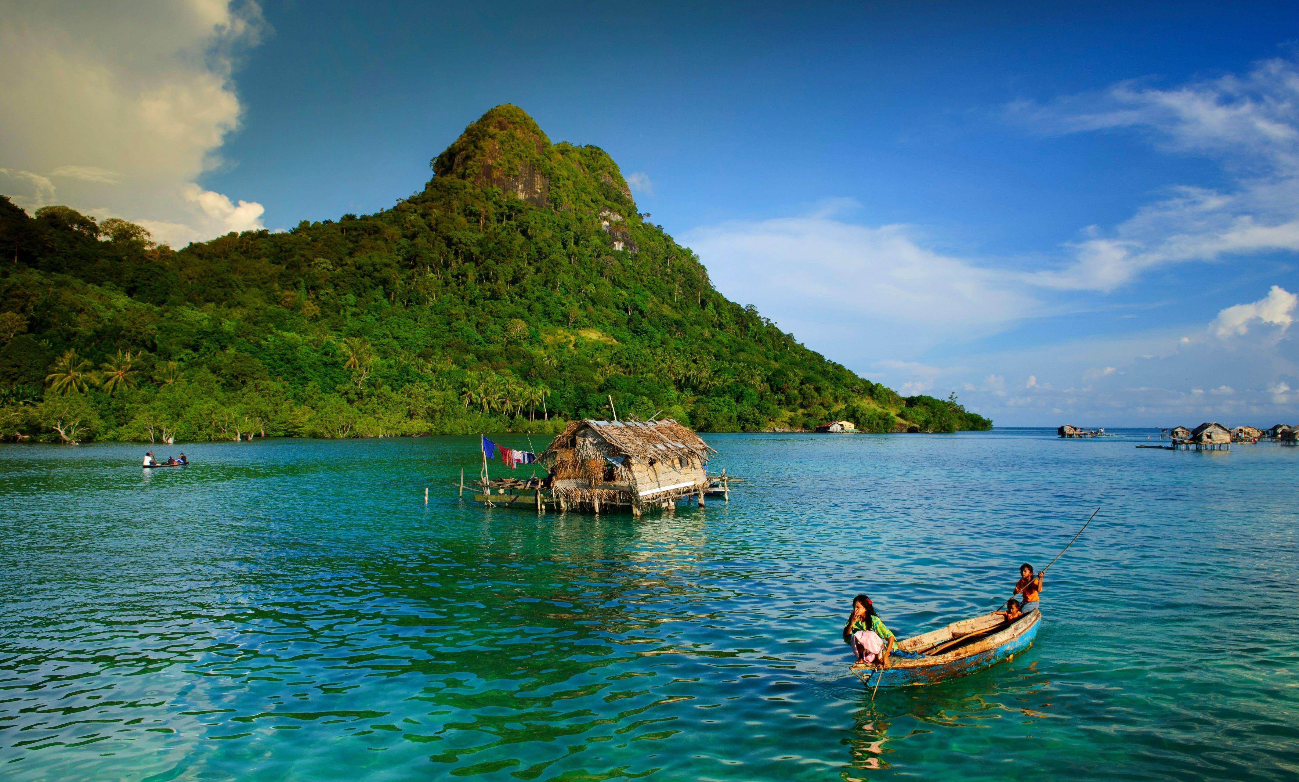 nature, Landscape, Island, Boat, Indonesia, Children, Sea