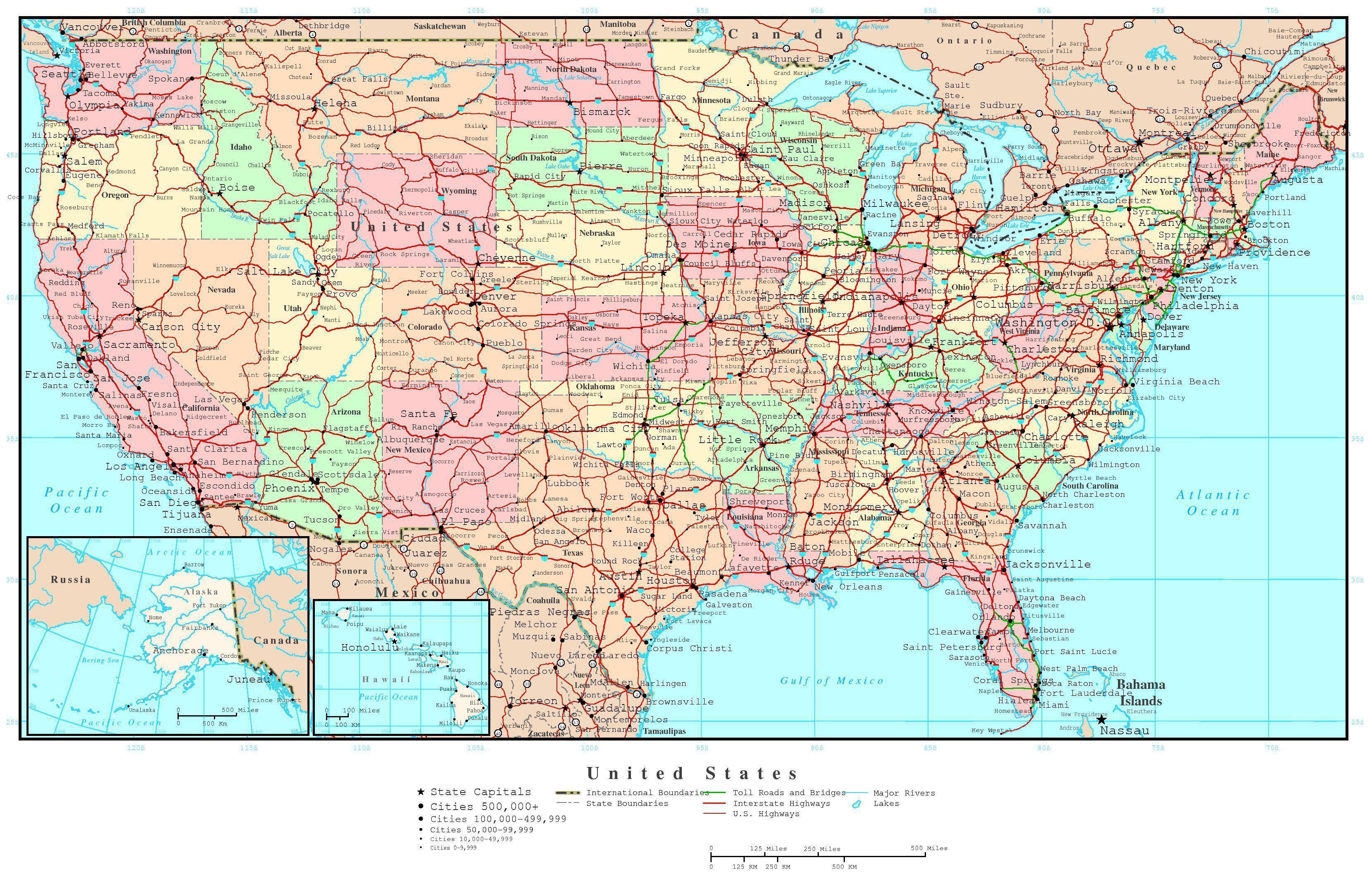 Large Print Map Of Usa
