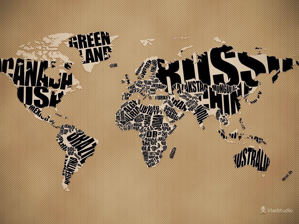 Typographic World Map · Desktop wallpaper · Vladstudio