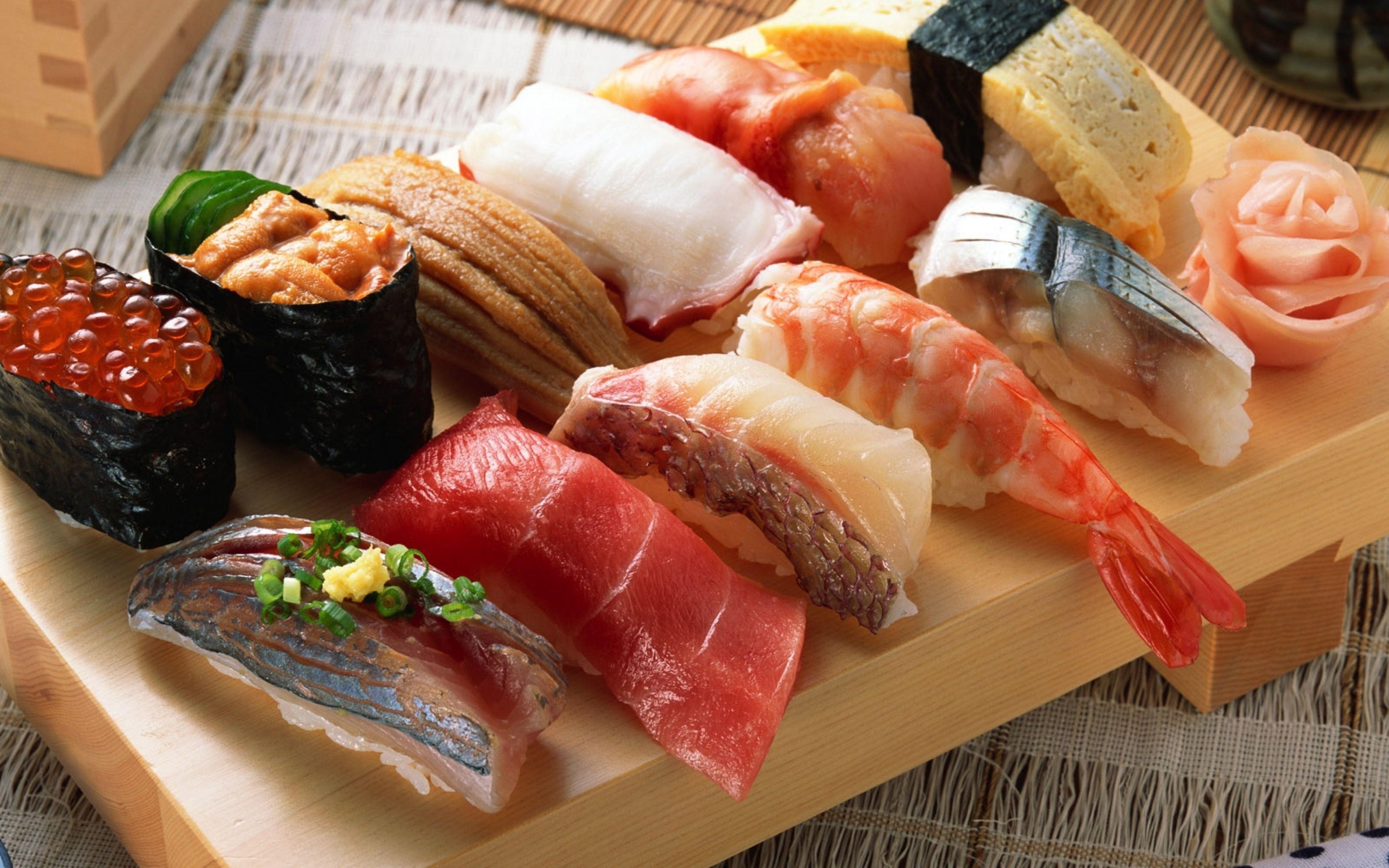 Download Wallpaper 3840x2400 Rolls, Sushi, Japanese cuisine, Food