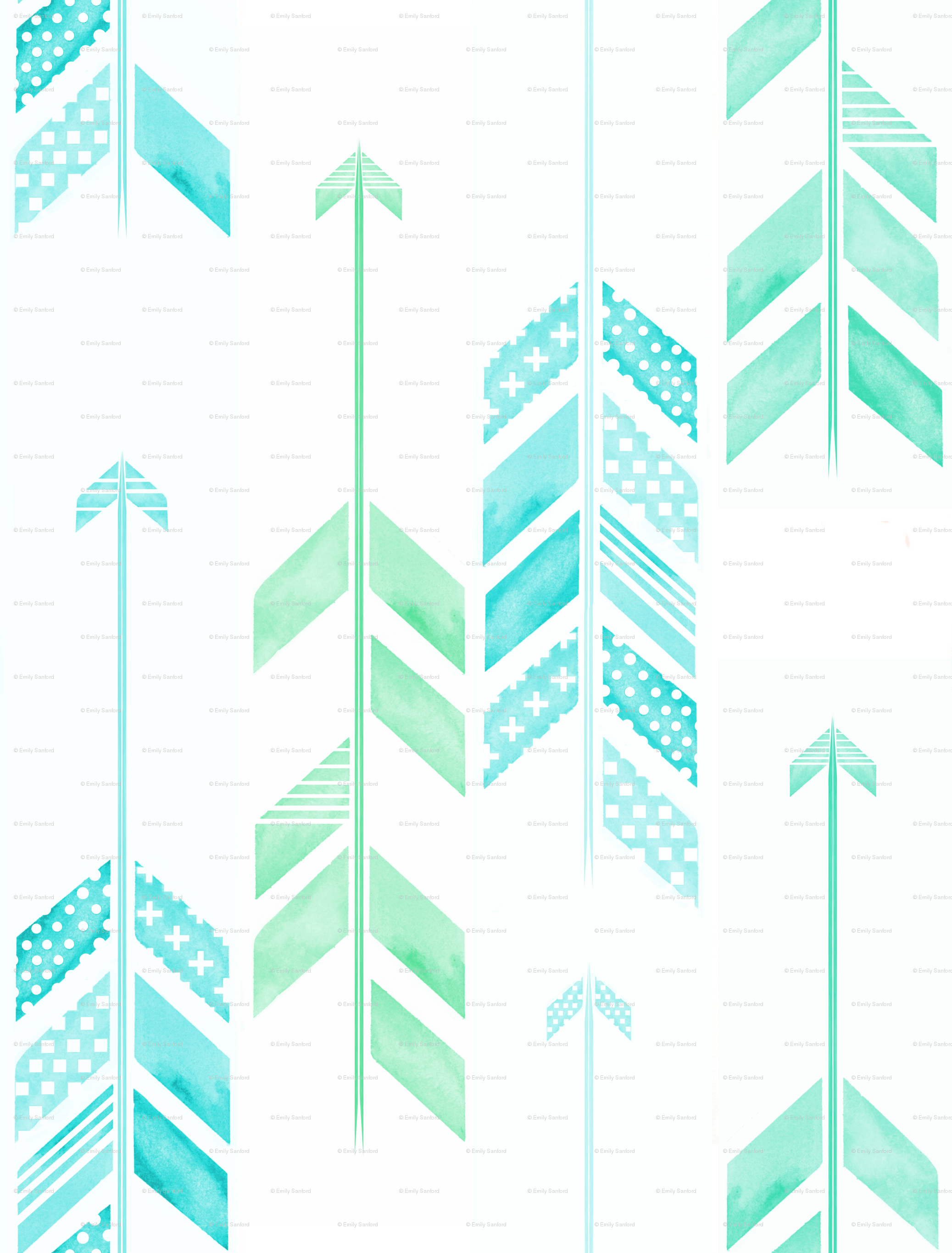 Mint Green Tribal Wallpaper Arrows in blue & green. wallpaper