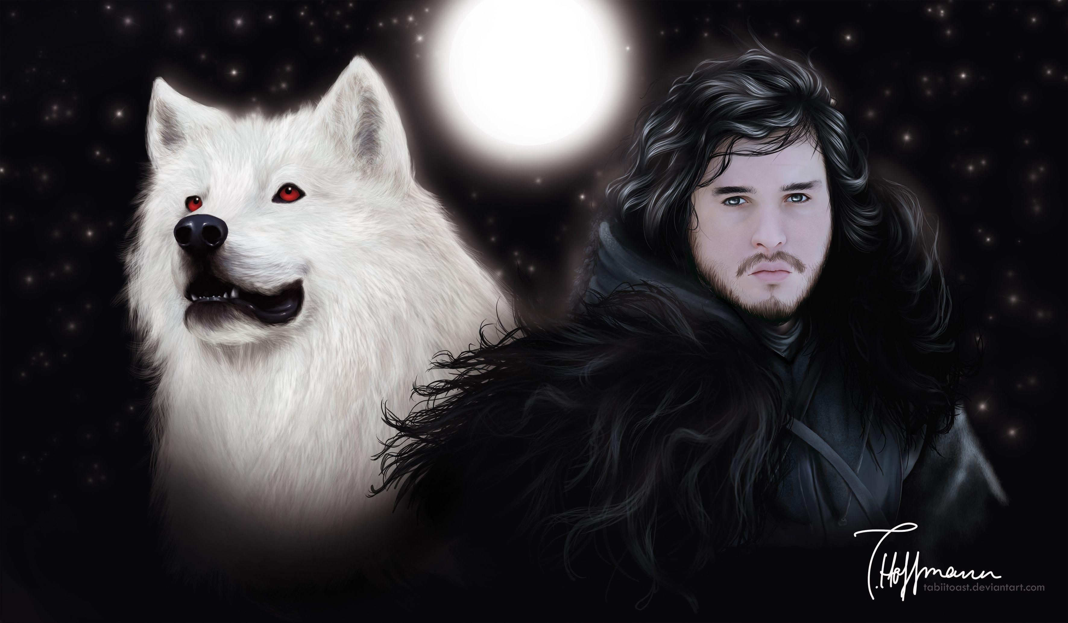 Jon Snow and the Ghost of Thrones Wallpaper (3543x2067)