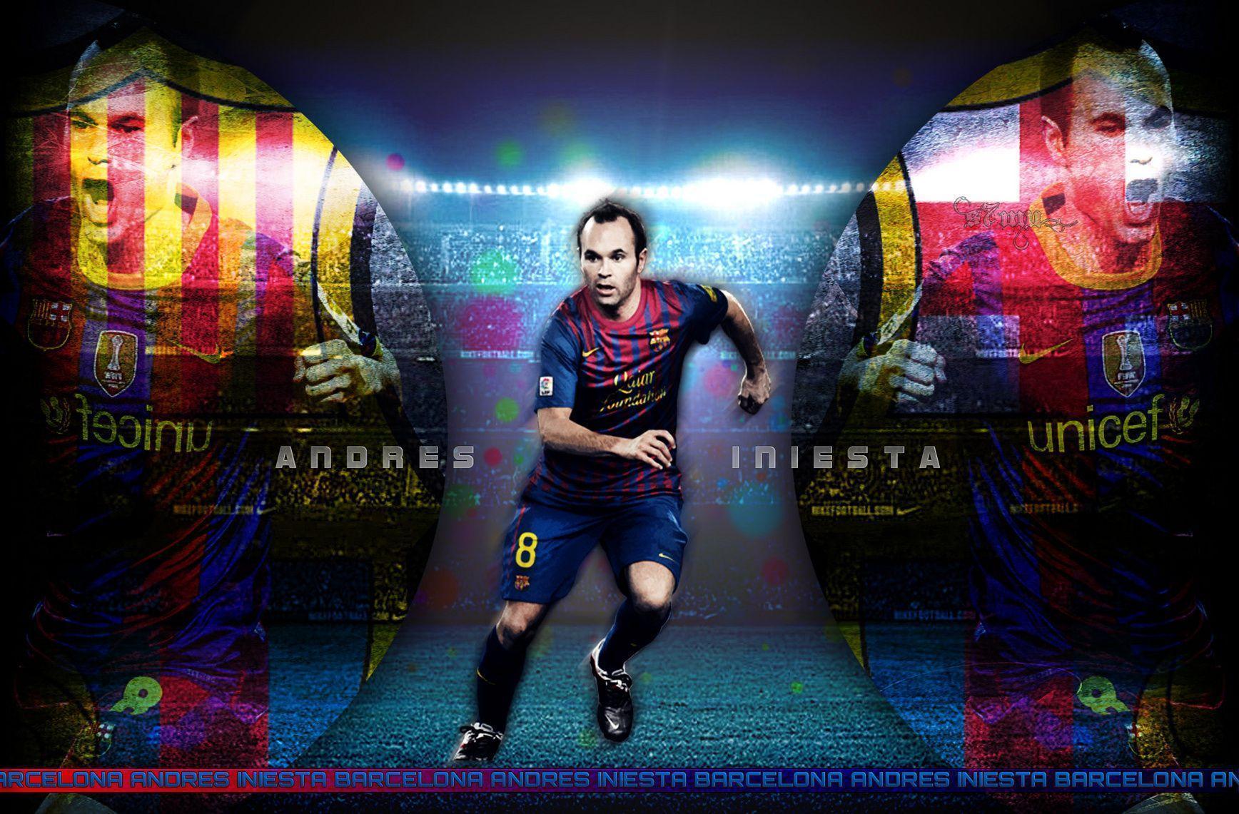 The midfielder of Barcelona Andres Iniesta wallpaper and image