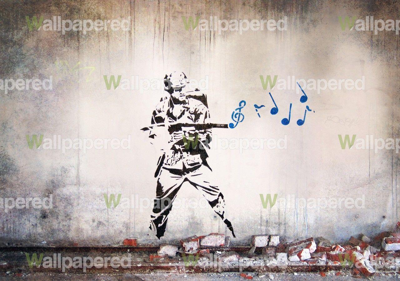 Banksy Musical Soldier wall mural