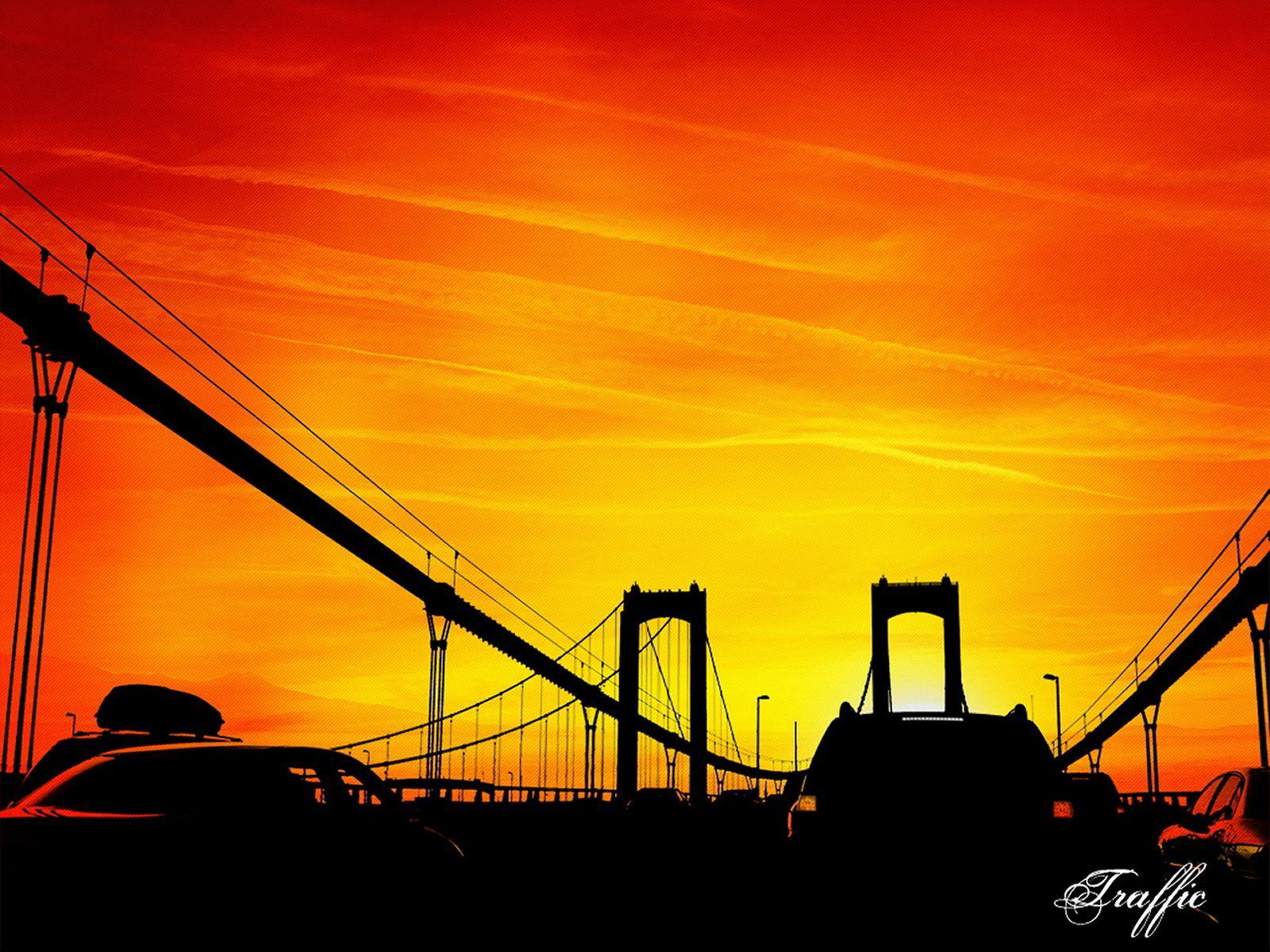 Sunset traffic wallpaper. Sunset traffic