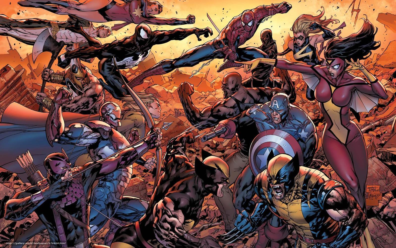 Download wallpaper new avengers, spiderman, wolverine, Luke Cage