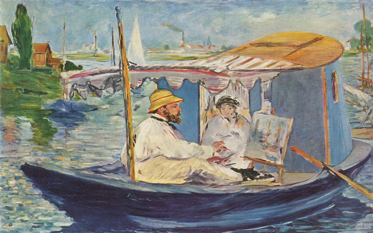 Monet Claude In His Studio Argenteuil Edouard Manet 1280x800