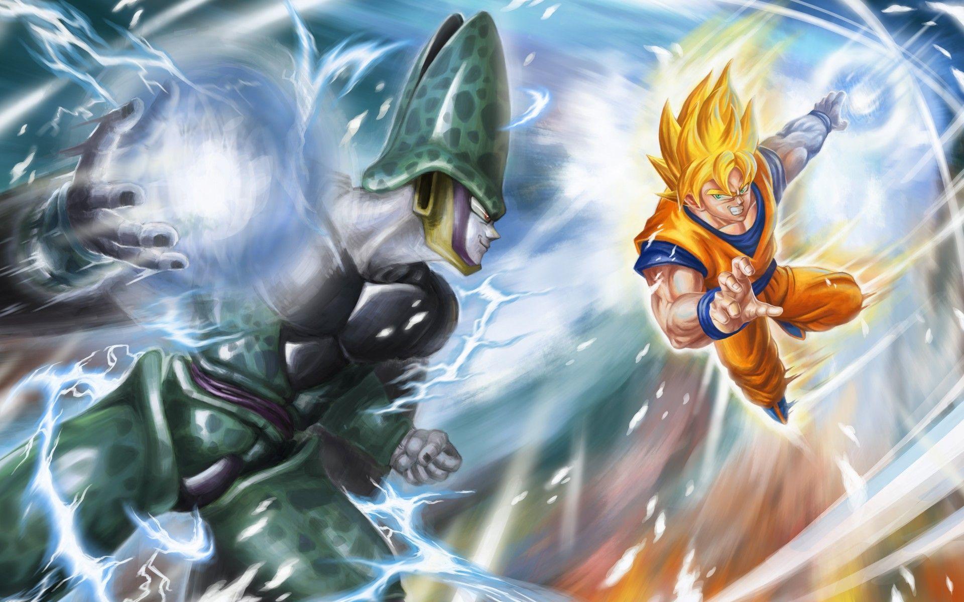 Dragon Ball Z Goku Super Saiyan vs Cell Perfect Form Wallpaper