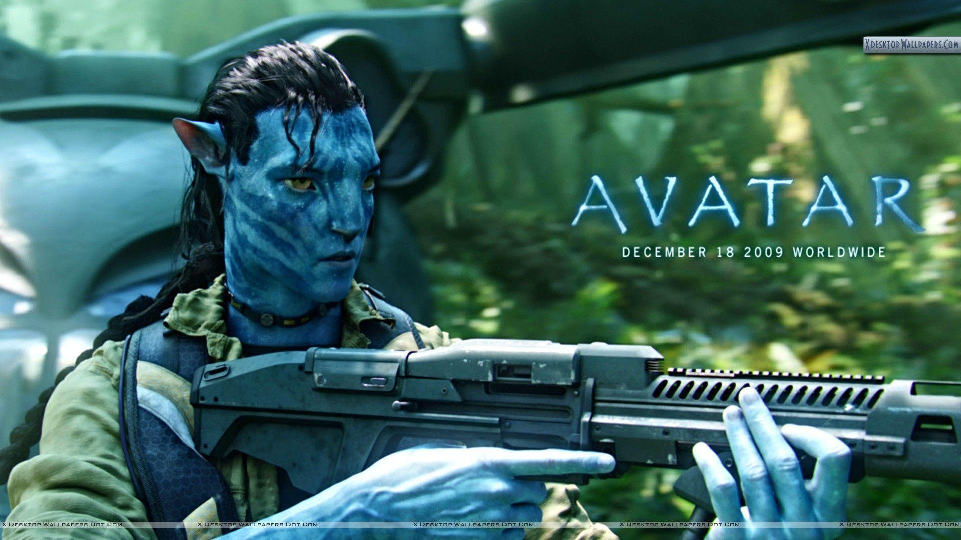 Jake Sully With Gun in Movie Avatar Wallpaper