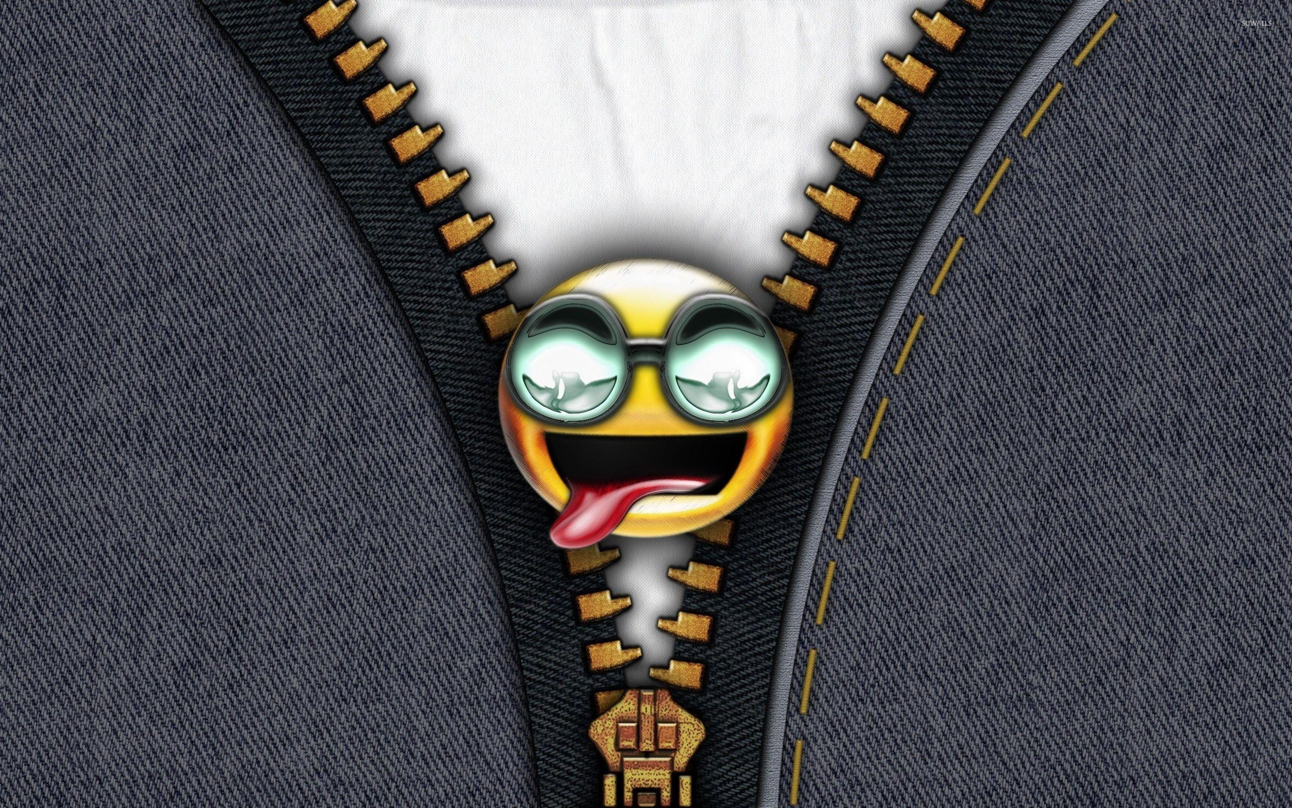 Emoticon on denim zipper wallpaper wallpaper