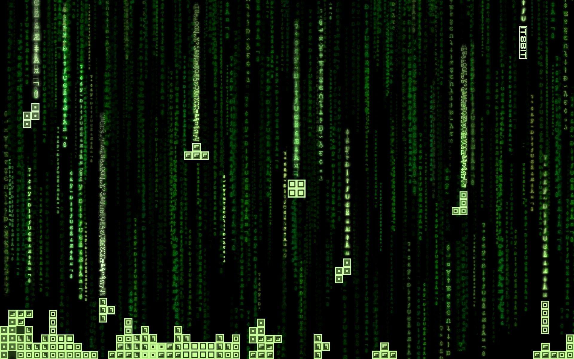 Tetris, The Matrix, code, Glitch wallpaper