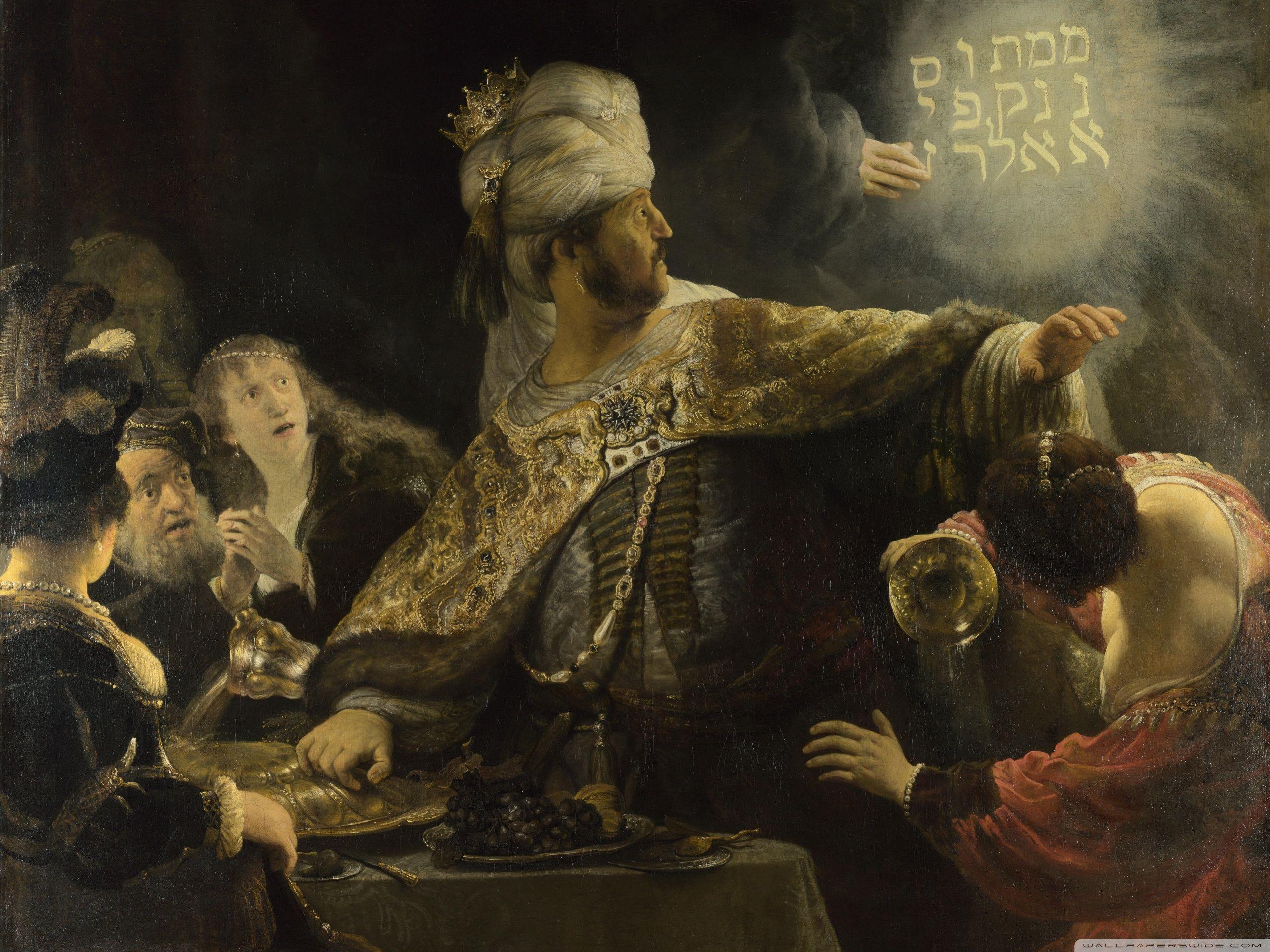Rembrandt Feast Of Belshazzar HD desktop wallpaper, High